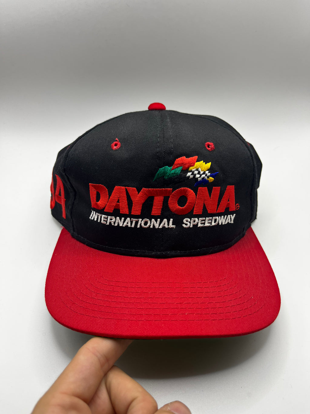 Vintage Daytona International Speedway 94 Black Red NASCAR Race Snapback Hat