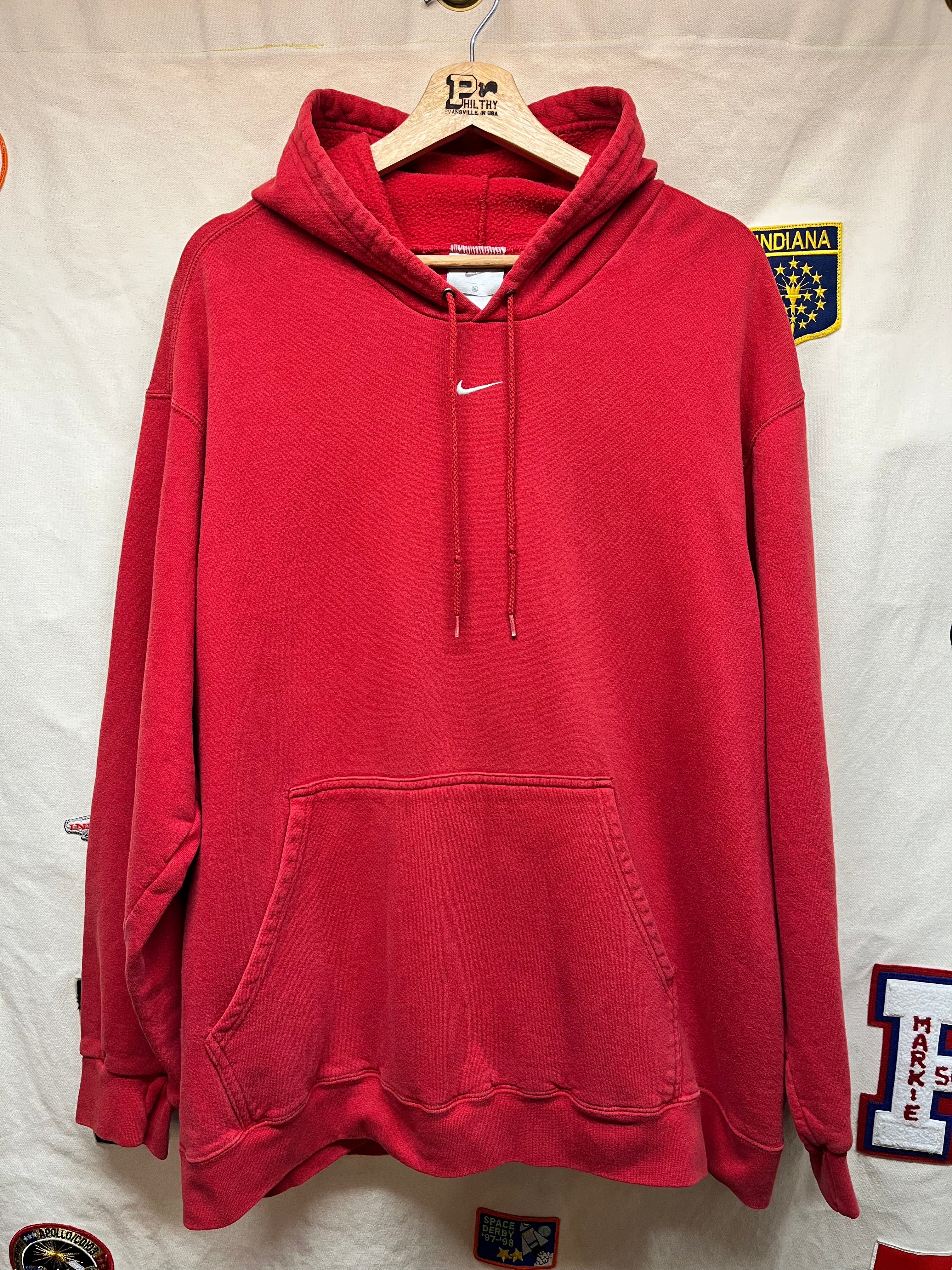 Vintage Nike Center Swoosh Y2K Mexico Red Hoodie Sweatshirt: XL
