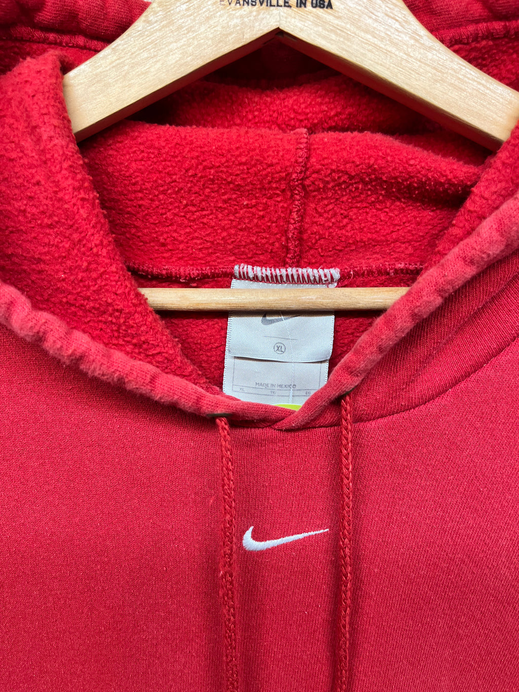 Vintage Nike Center Swoosh Y2K Mexico Red Hoodie Sweatshirt: XL
