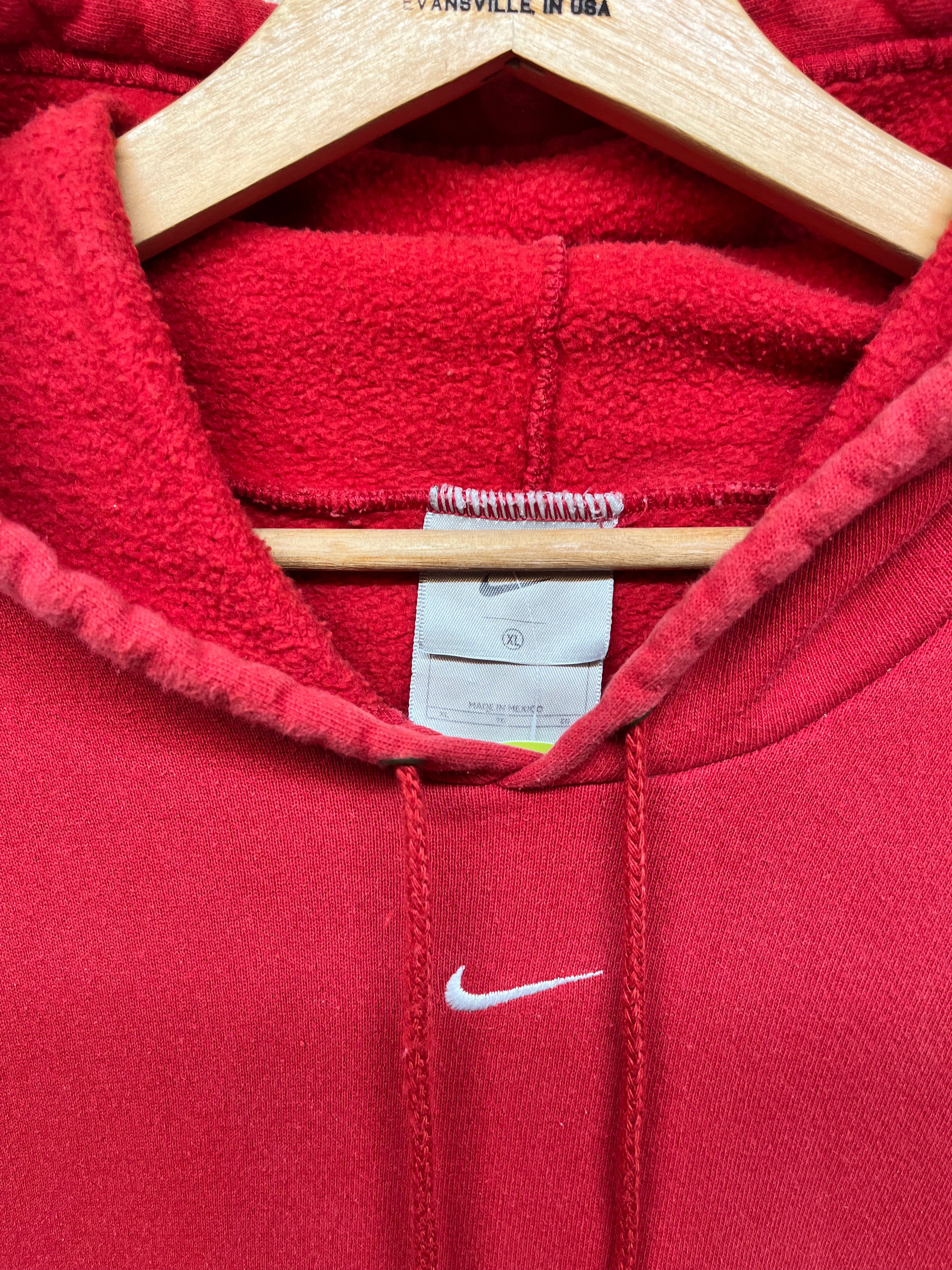 Vintage Nike Center Swoosh Y2K Mexico Red Hoodie Sweatshirt: XL