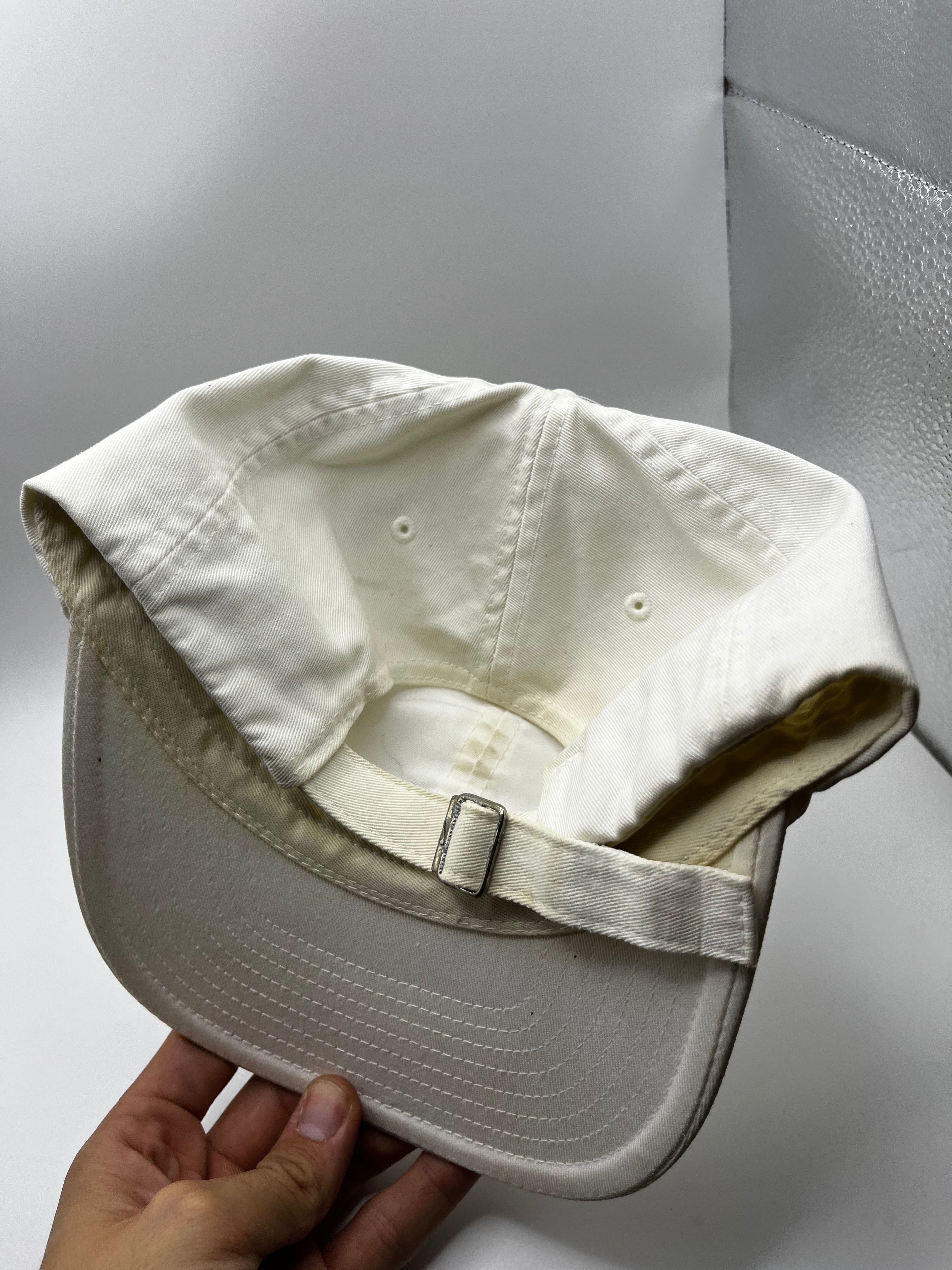 Vintage Nike Swoosh White Black Strapback Hat Y2K