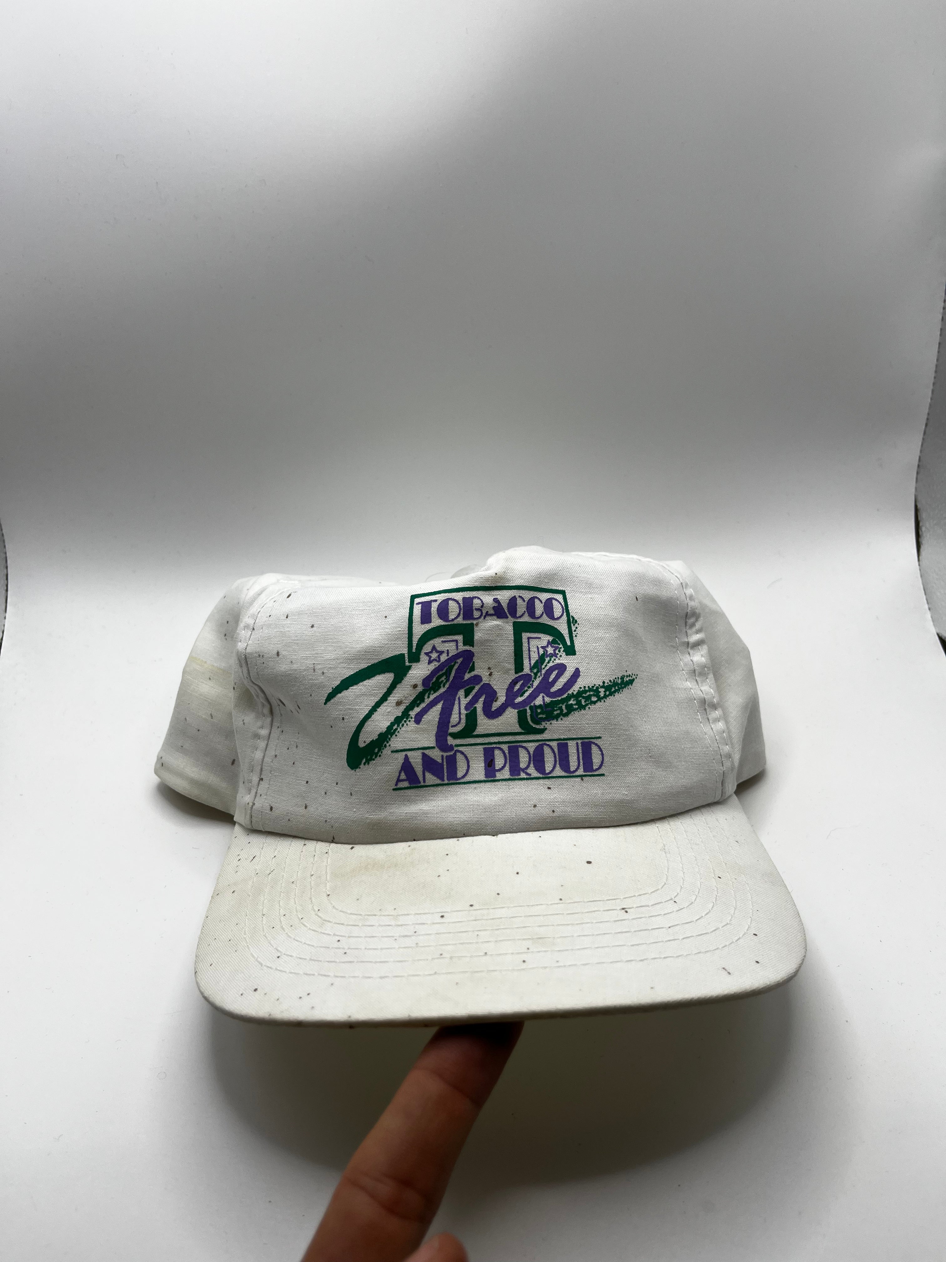 Vintage Tobacco Free and Proud White 90's No Smoking Snapback Hat