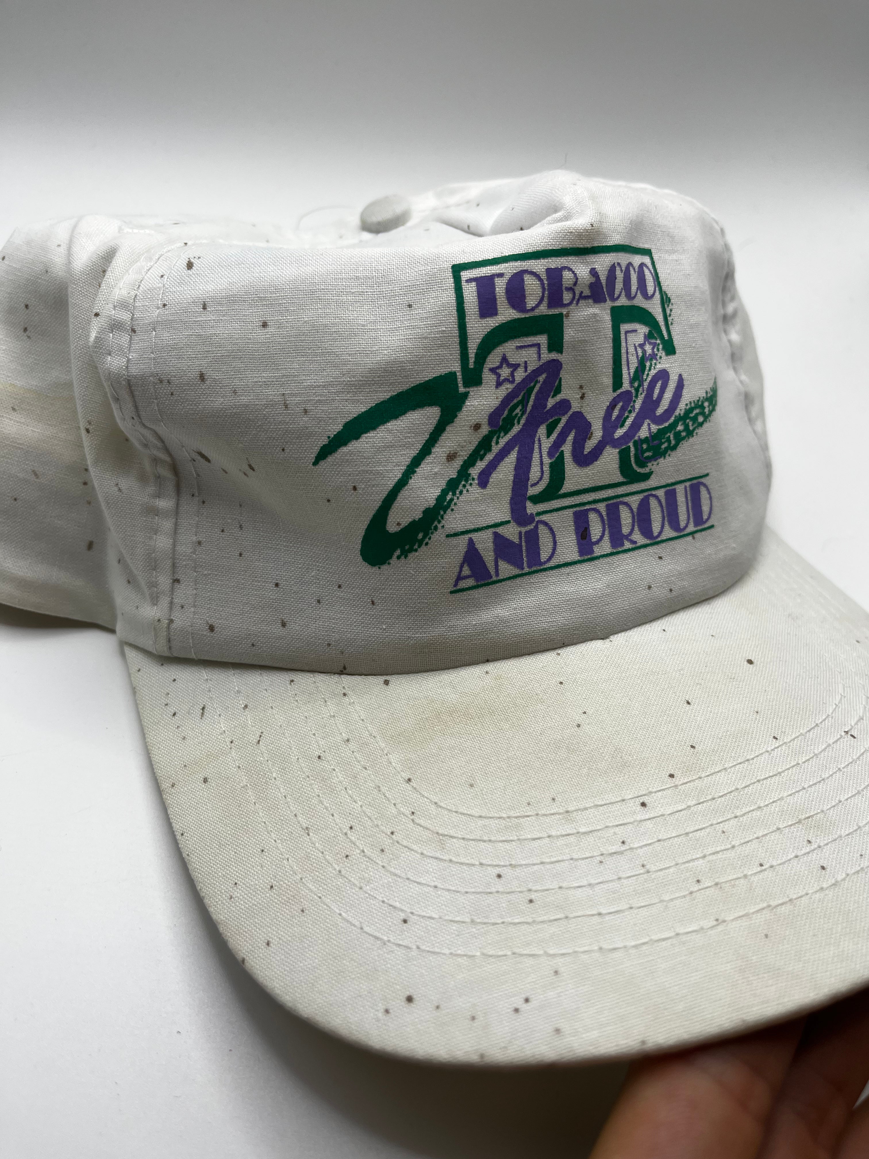 Vintage Tobacco Free and Proud White 90's No Smoking Snapback Hat