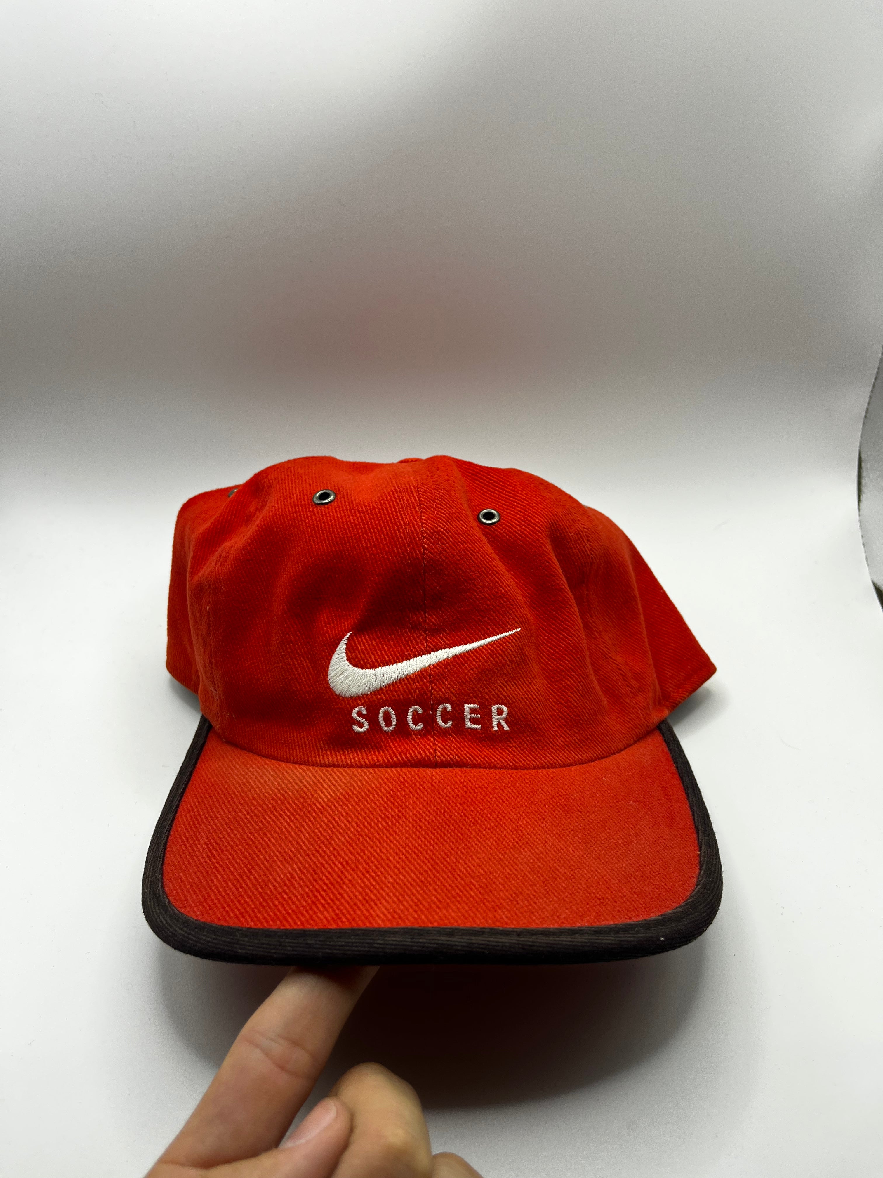 Vintage Nike Soccer Red Y2K Swossh Strapback Hat
