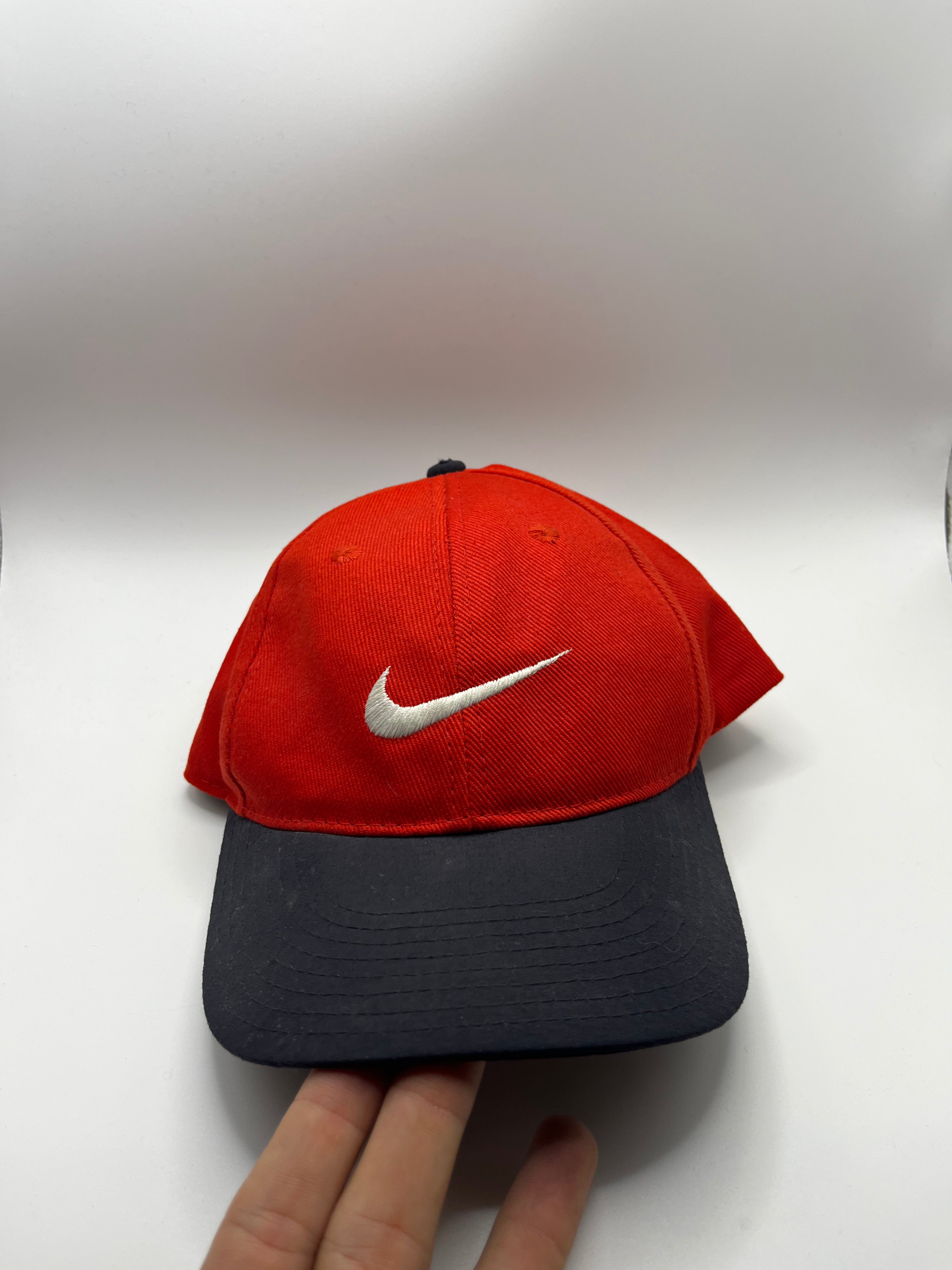 Vintage Nike Youth Red Navy Swoosh Y2K Snapback Hat