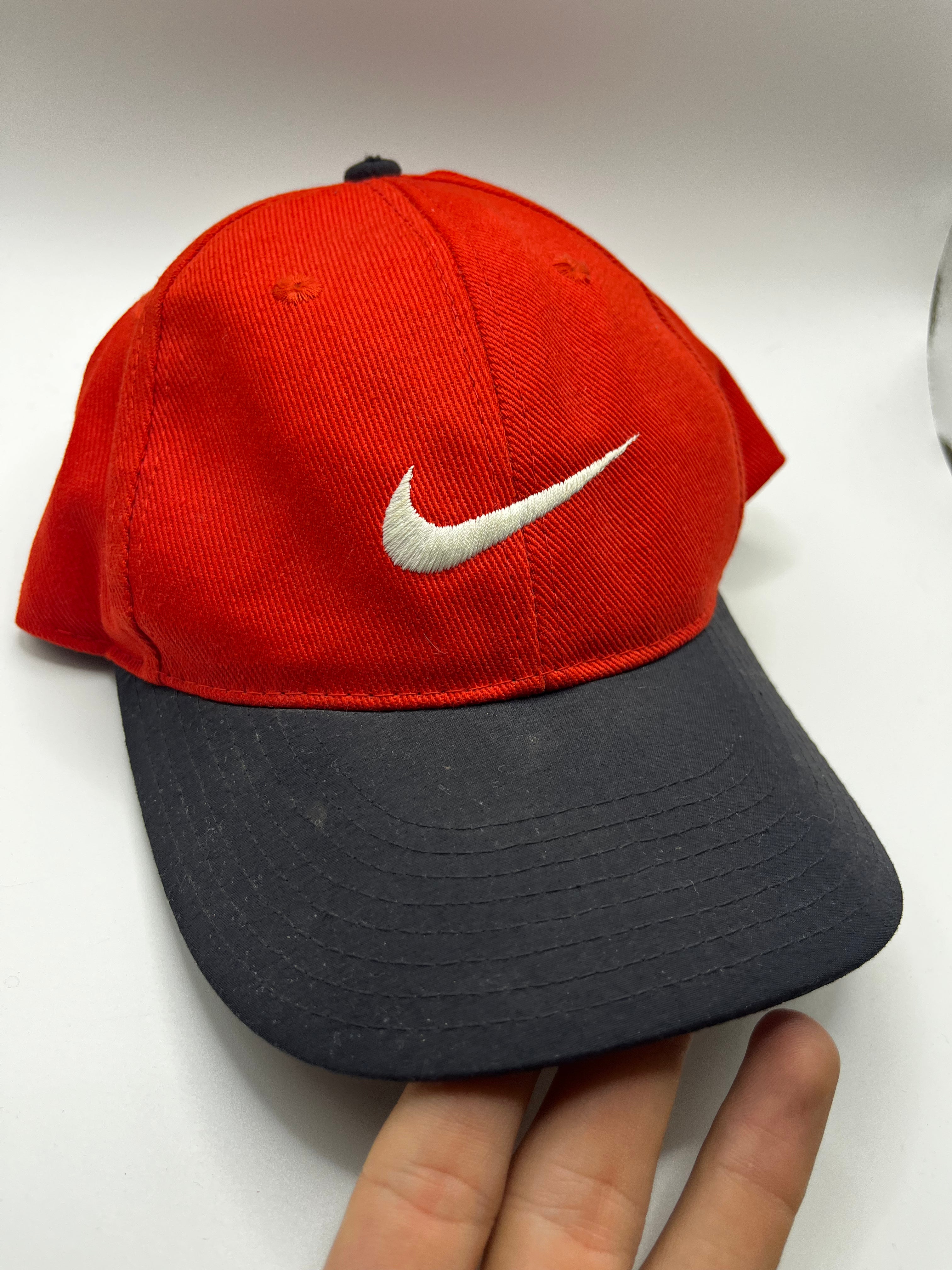 Vintage Nike Youth Red Navy Swoosh Y2K Snapback Hat