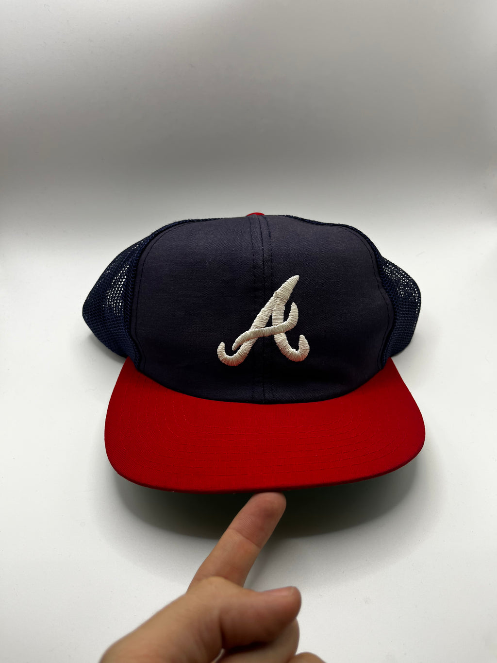 Vintage Atlanta Braves MLB Mesh Trucker Twins A Navy Snapback Hat