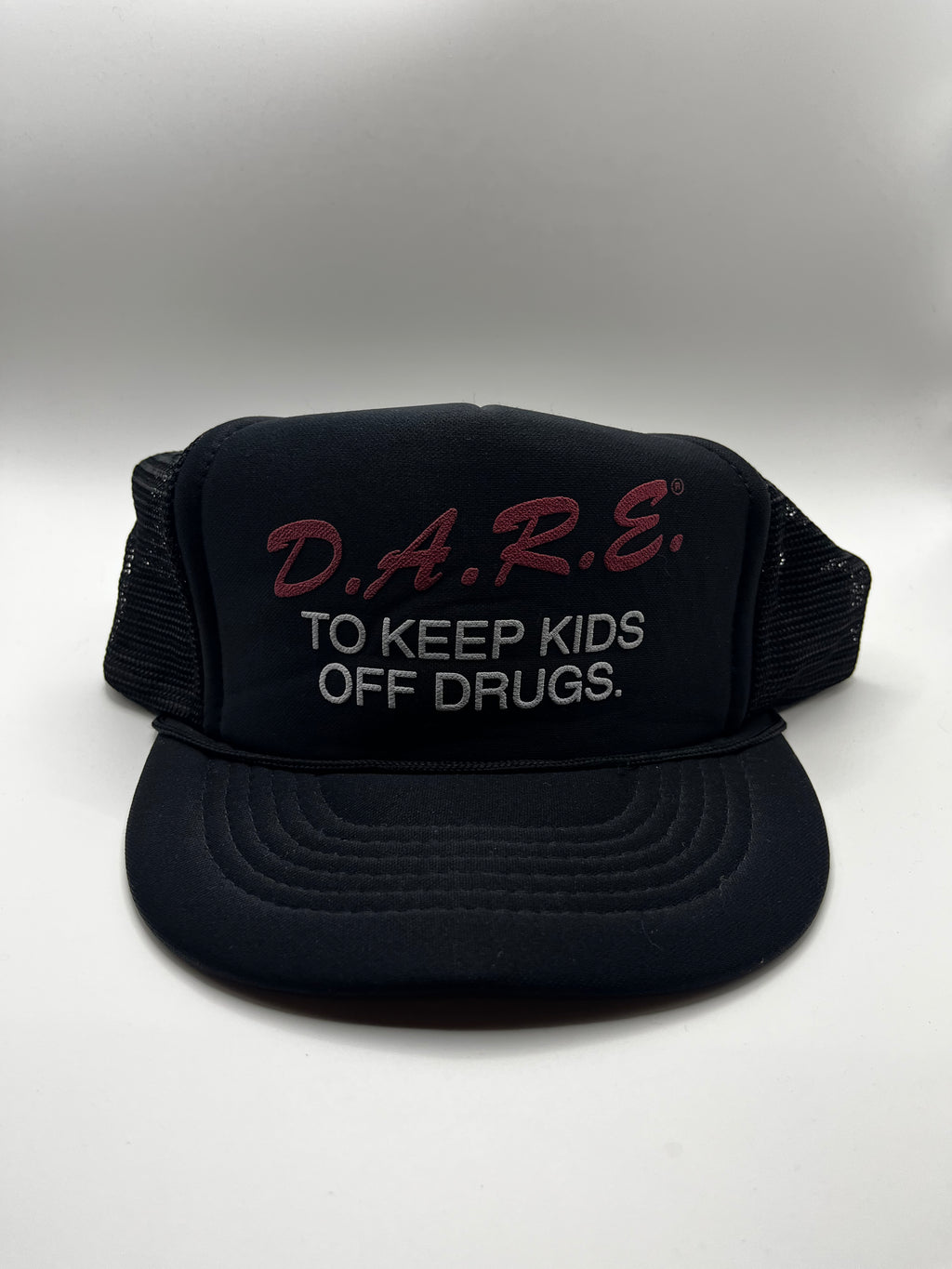 Vintage DARE To Keep Kids Off Drugs 90's Black Trucker Mesh Snapback Hat