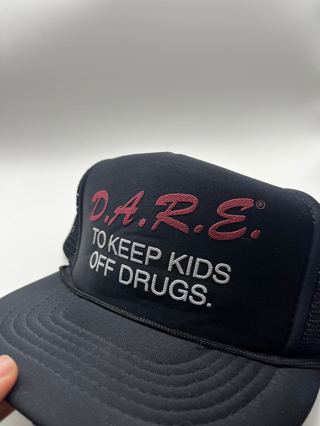 Vintage DARE To Keep Kids Off Drugs 90's Black Trucker Mesh Snapback Hat