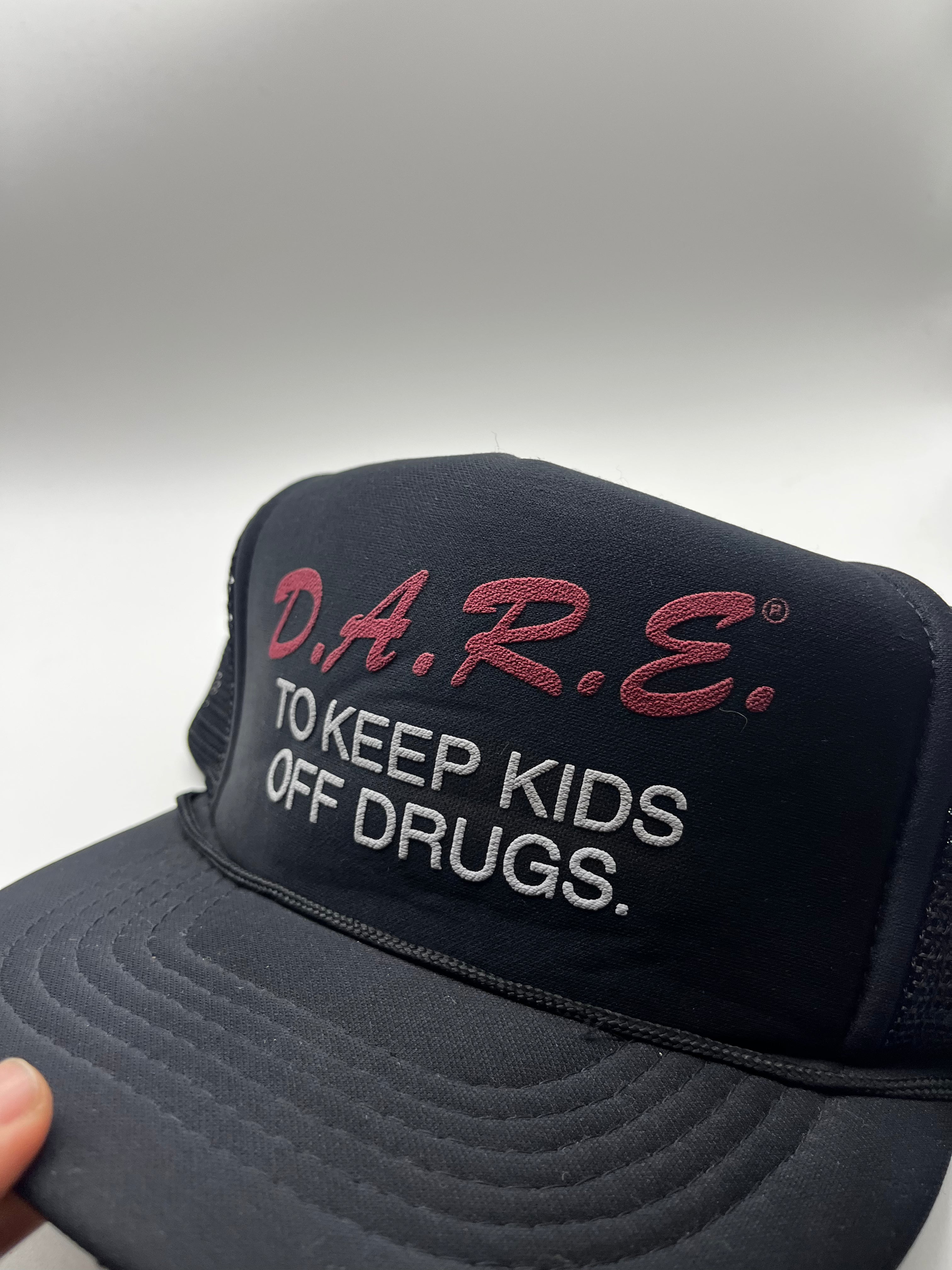 Vintage DARE To Keep Kids Off Drugs 90's Black Trucker Mesh Snapback Hat