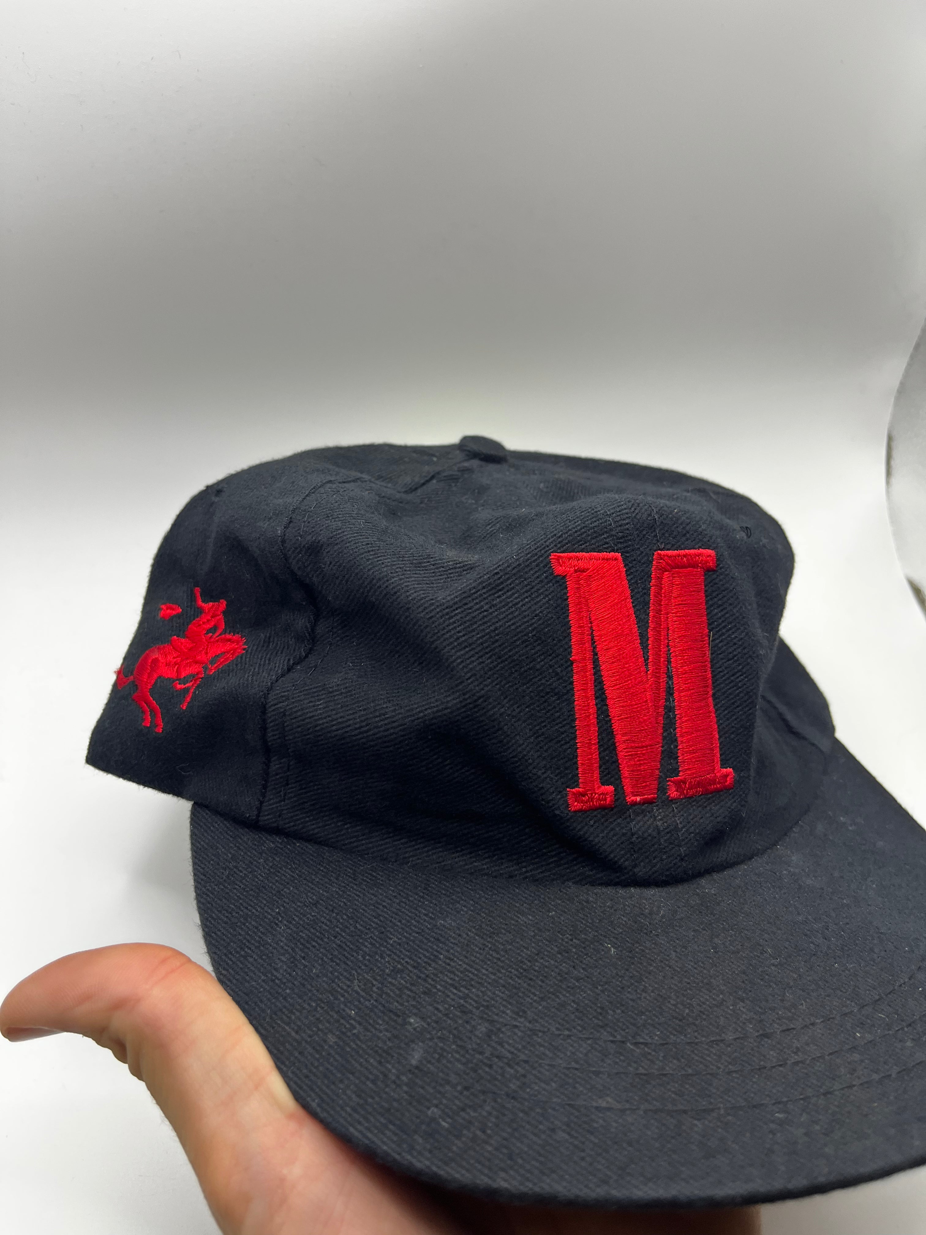 Vintage Marlboro Cigerettes Advertising M Cowboy Black Strapback Hat