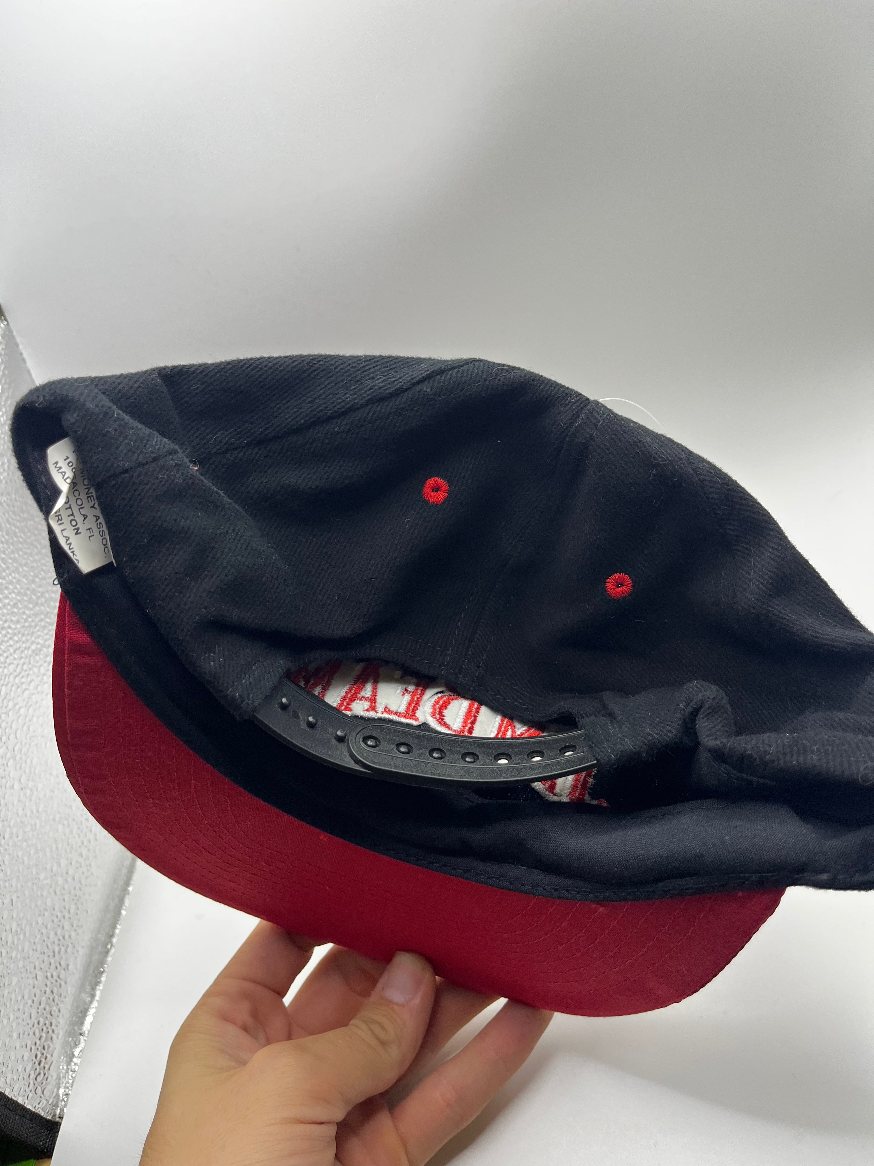 Vintage Jim Beam Whiskey Alcohol Black Red Nylon Snapback Hat
