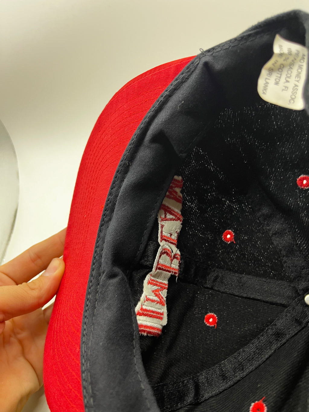Vintage Jim Beam Whiskey Alcohol Black Red Nylon Snapback Hat