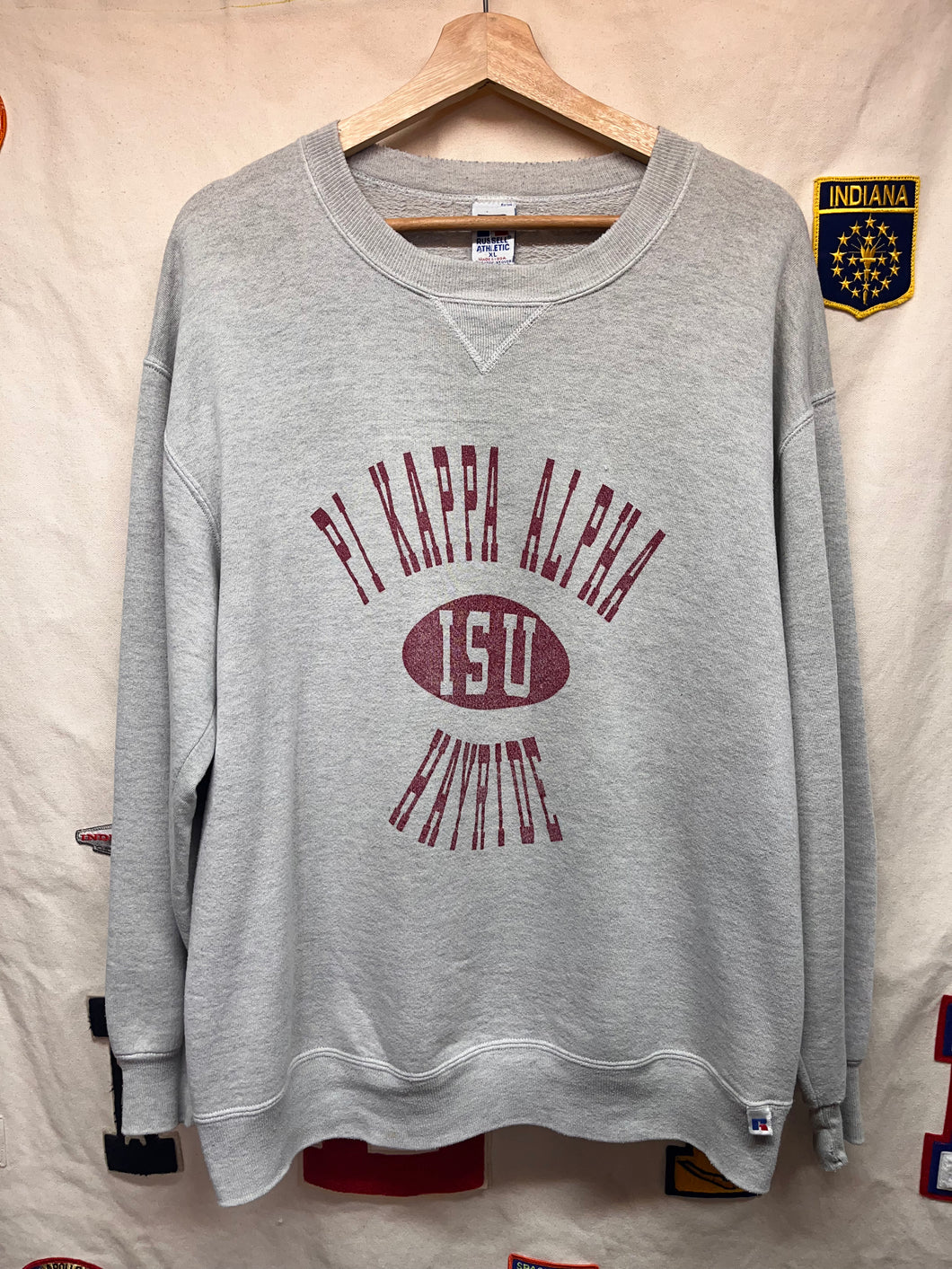 Vintage ISU Pi Kappa Alpha Hayride Pike Grey Russell USA Crewneck Sweatshirt: XL