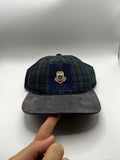 Vintage Mickey Mouse M Plaid Blue Green Suede Brim Disney 90's Snapback Hat