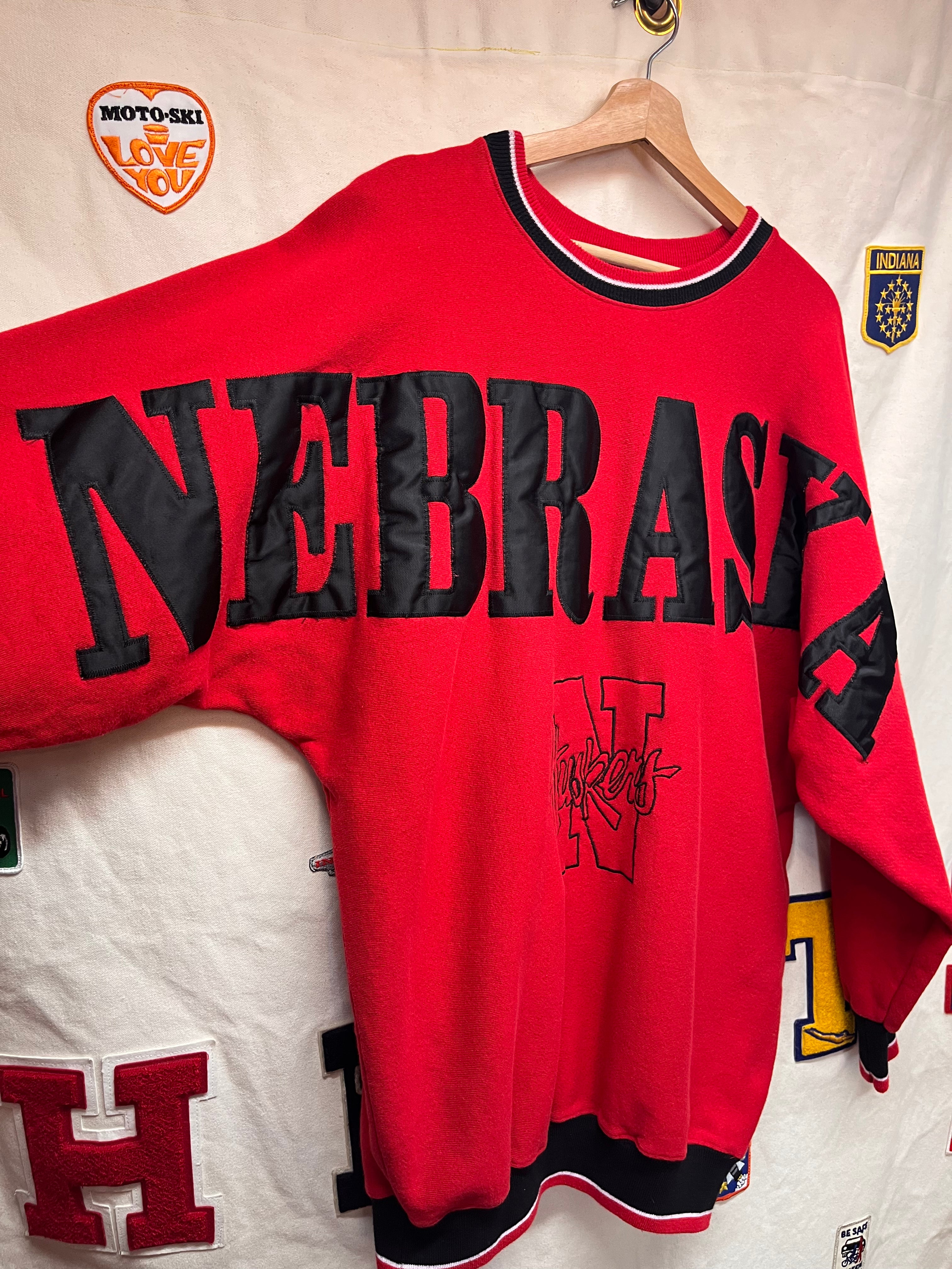 Vintage University of Nebraska Huskers Legends Spellout Crewneck Sweatshirt: XL