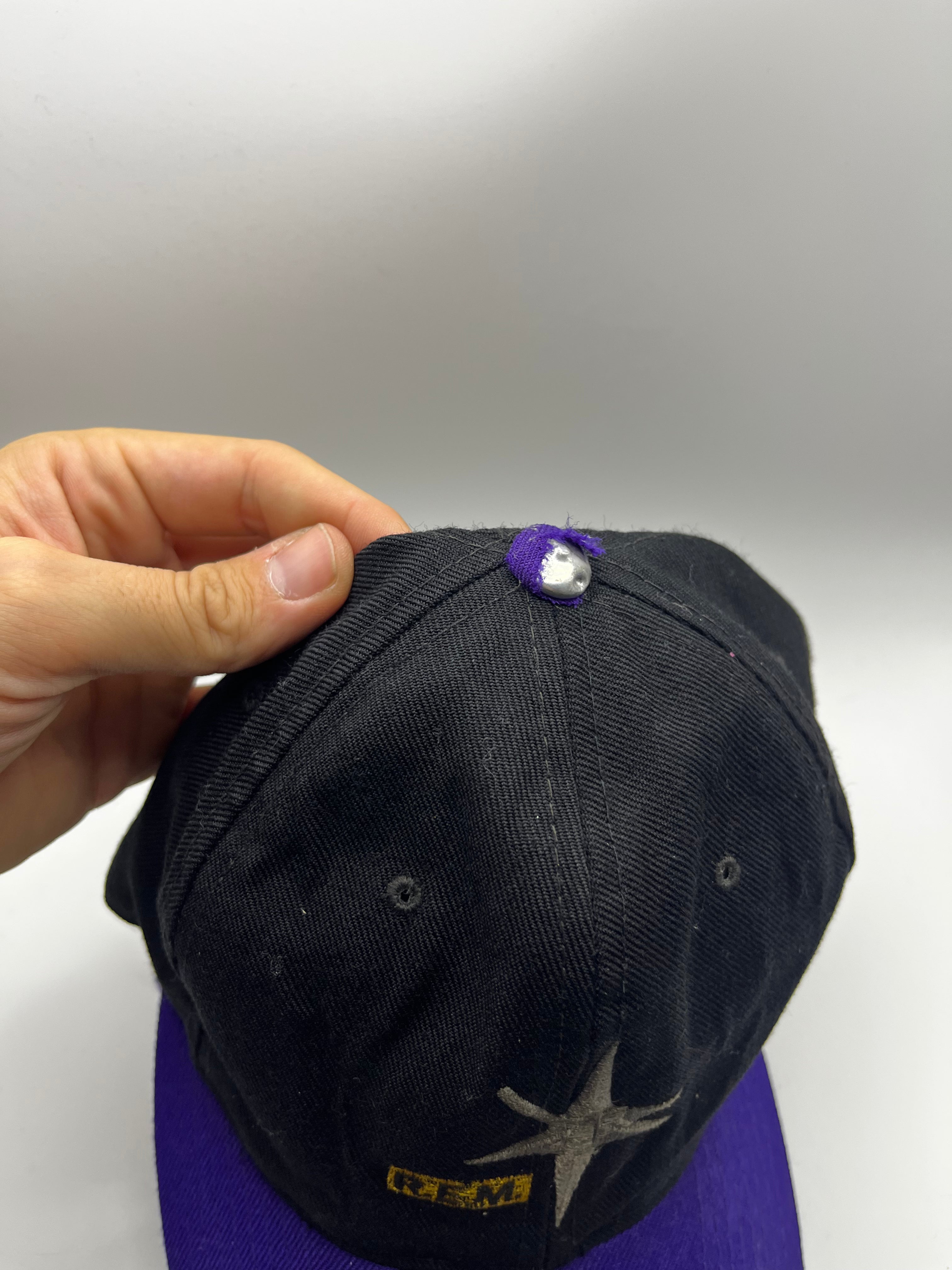 Vintage REM Automatic For The People Band 90's Distressed Black Purple Snapback Hat