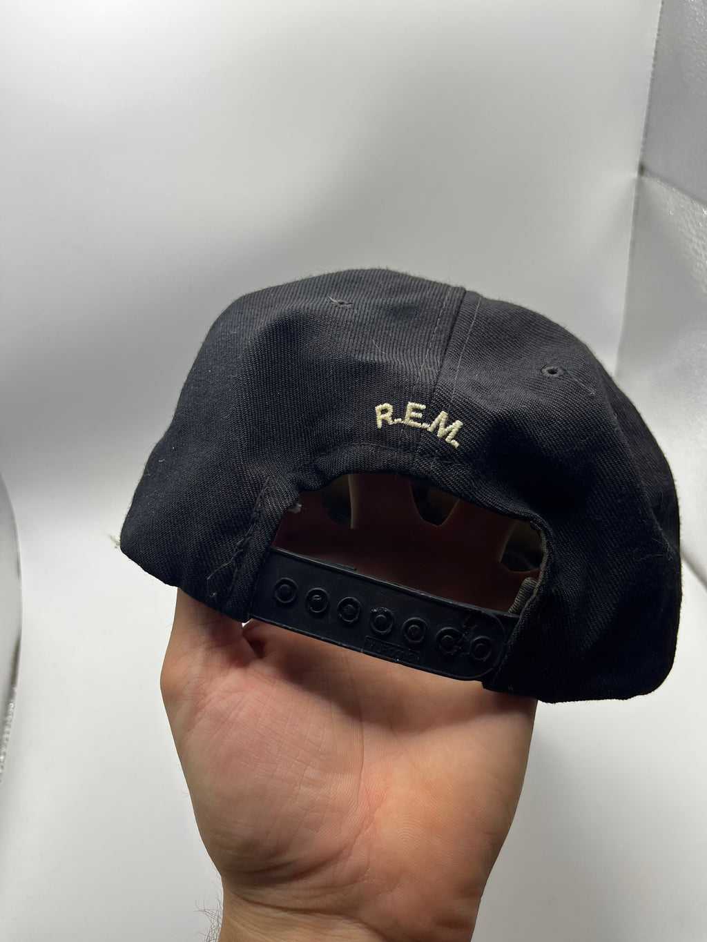 Vintage REM Automatic For The People Band 90's Distressed Black Purple Snapback Hat