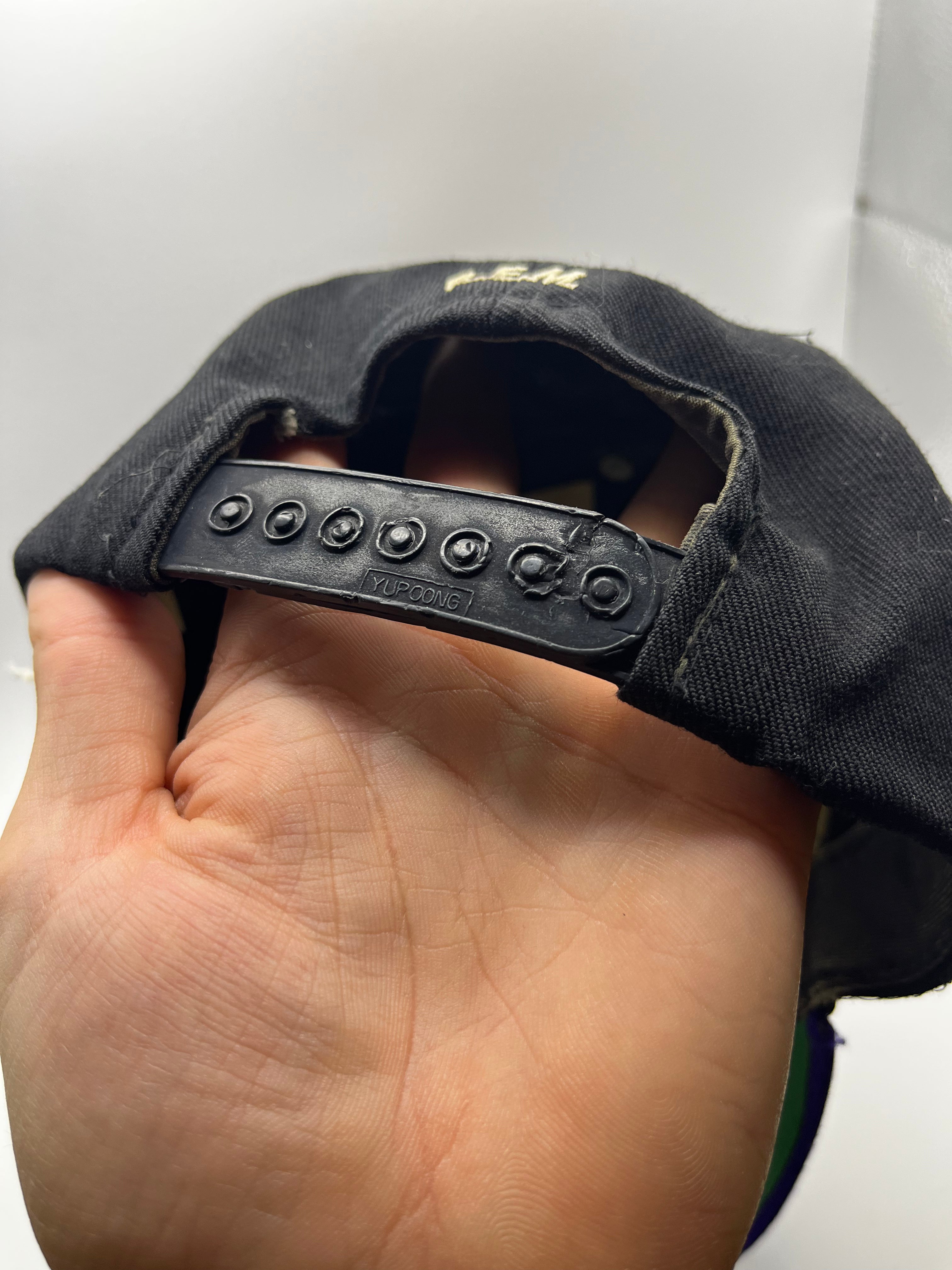 Vintage REM Automatic For The People Band 90's Distressed Black Purple Snapback Hat