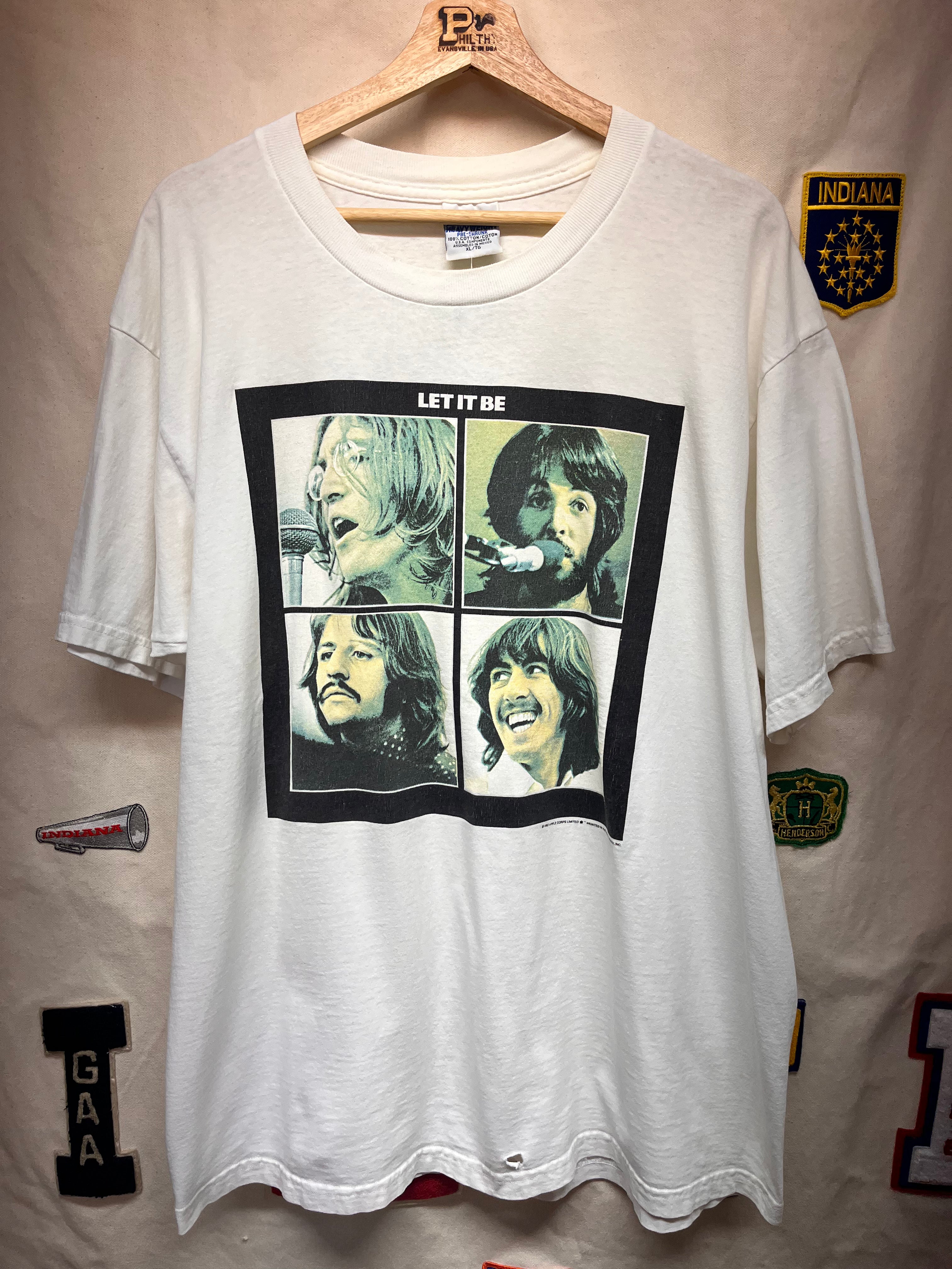 Vintage The Beatles Let It Be 1992 Promo Gildan White T-Shirt: XL