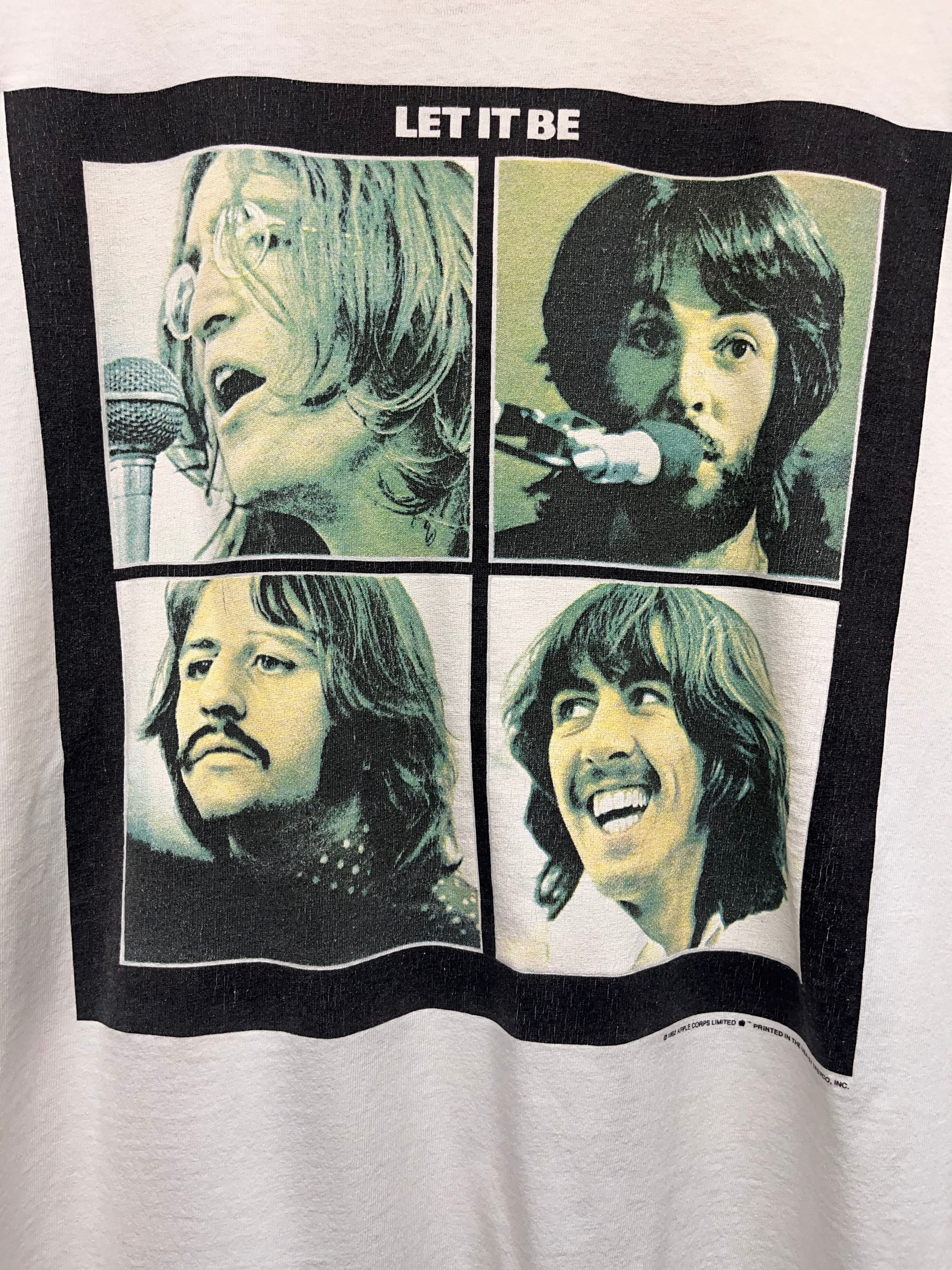 Vintage The Beatles Let It Be 1992 Promo Gildan White T-Shirt: XL