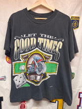 Load image into Gallery viewer, Vintage Harley Davidson Let the Good Times Roll Biker Dice Funwear Black T-Shirt: Large
