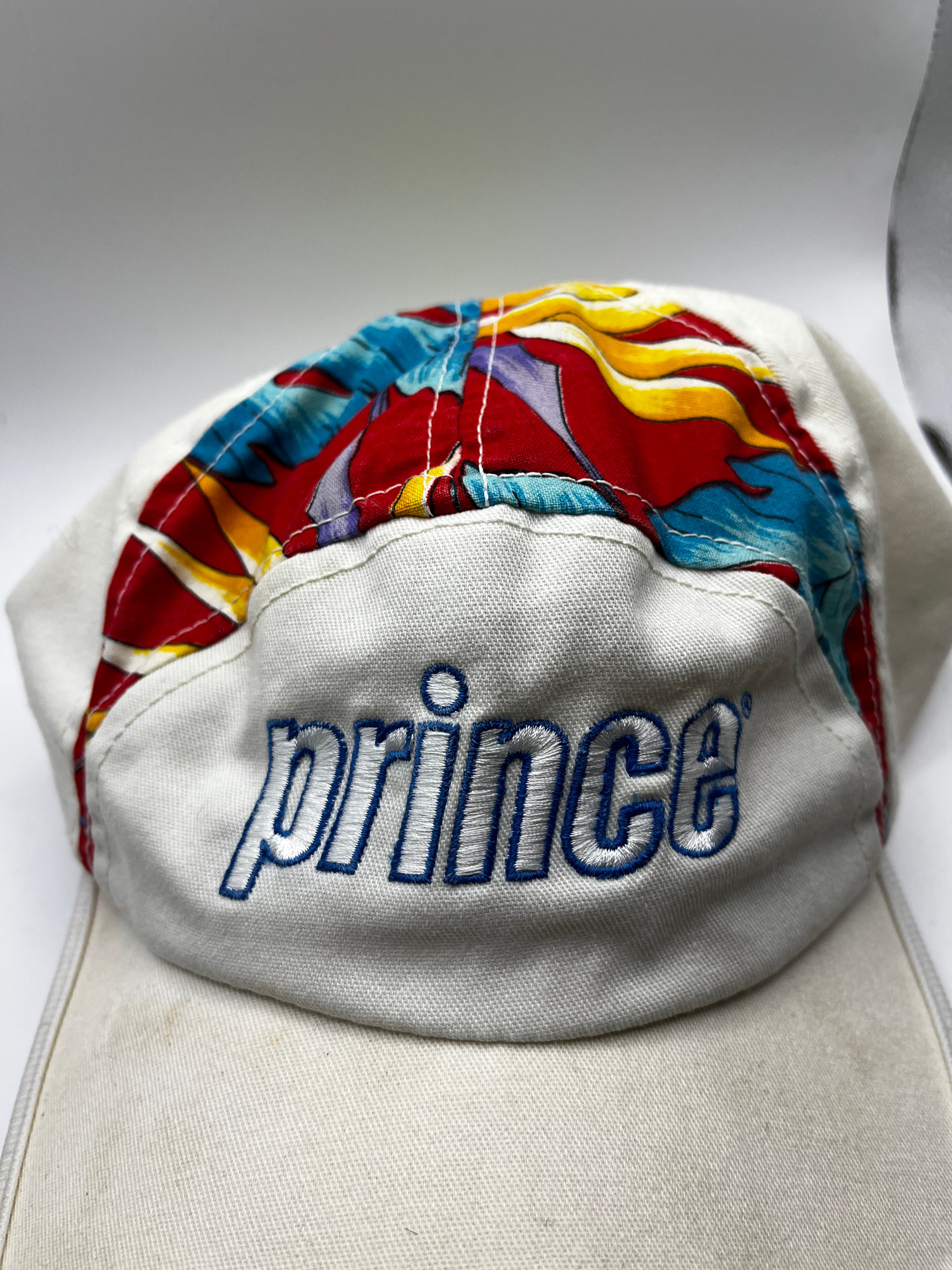 Vintage Prince Floral Longbill Tennis Sun Hat Let the Games Begin 90's
