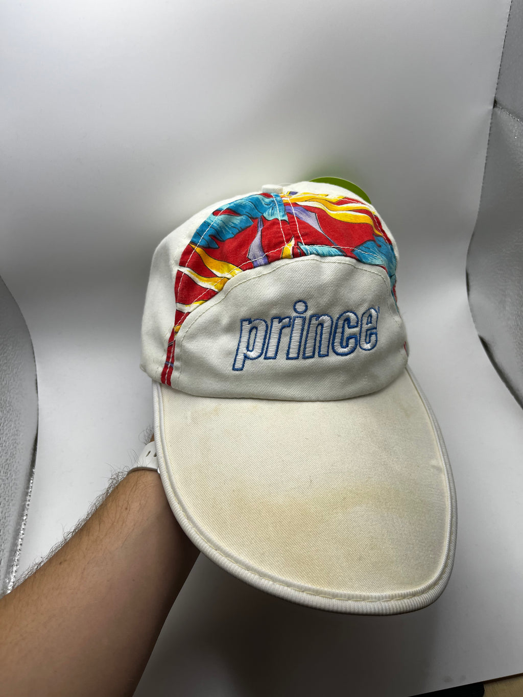 Vintage Prince Floral Longbill Tennis Sun Hat Let the Games Begin 90's