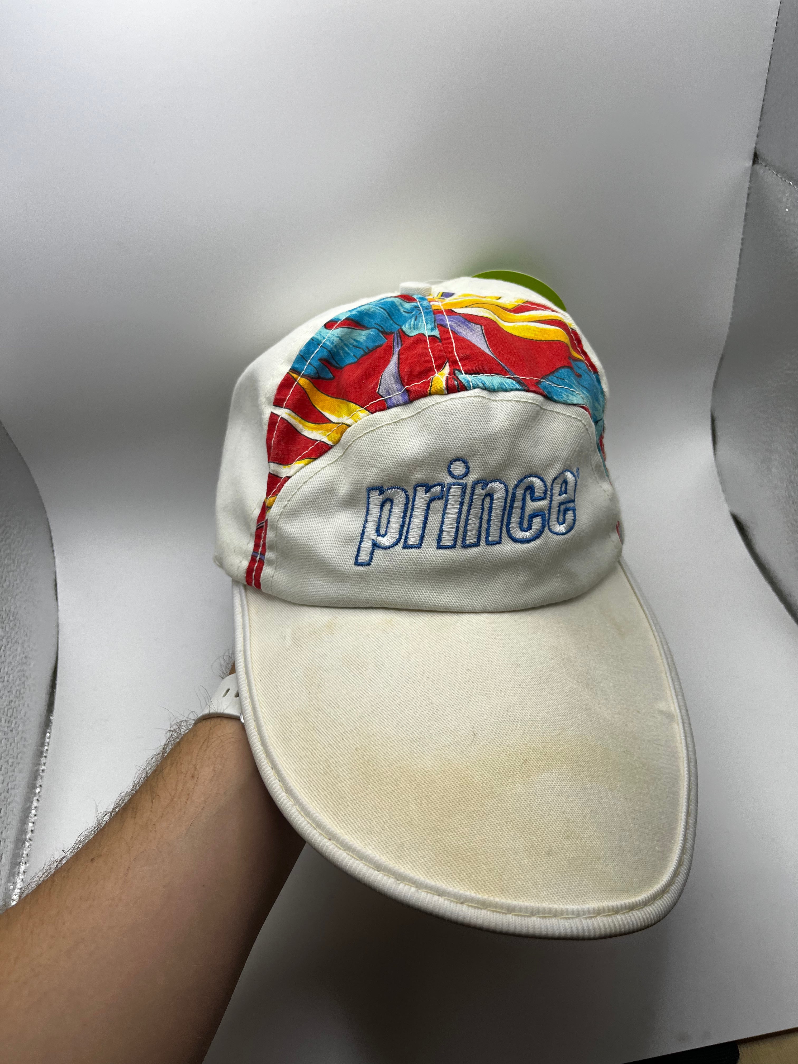Vintage Prince Floral Longbill Tennis Sun Hat Let the Games Begin 90's