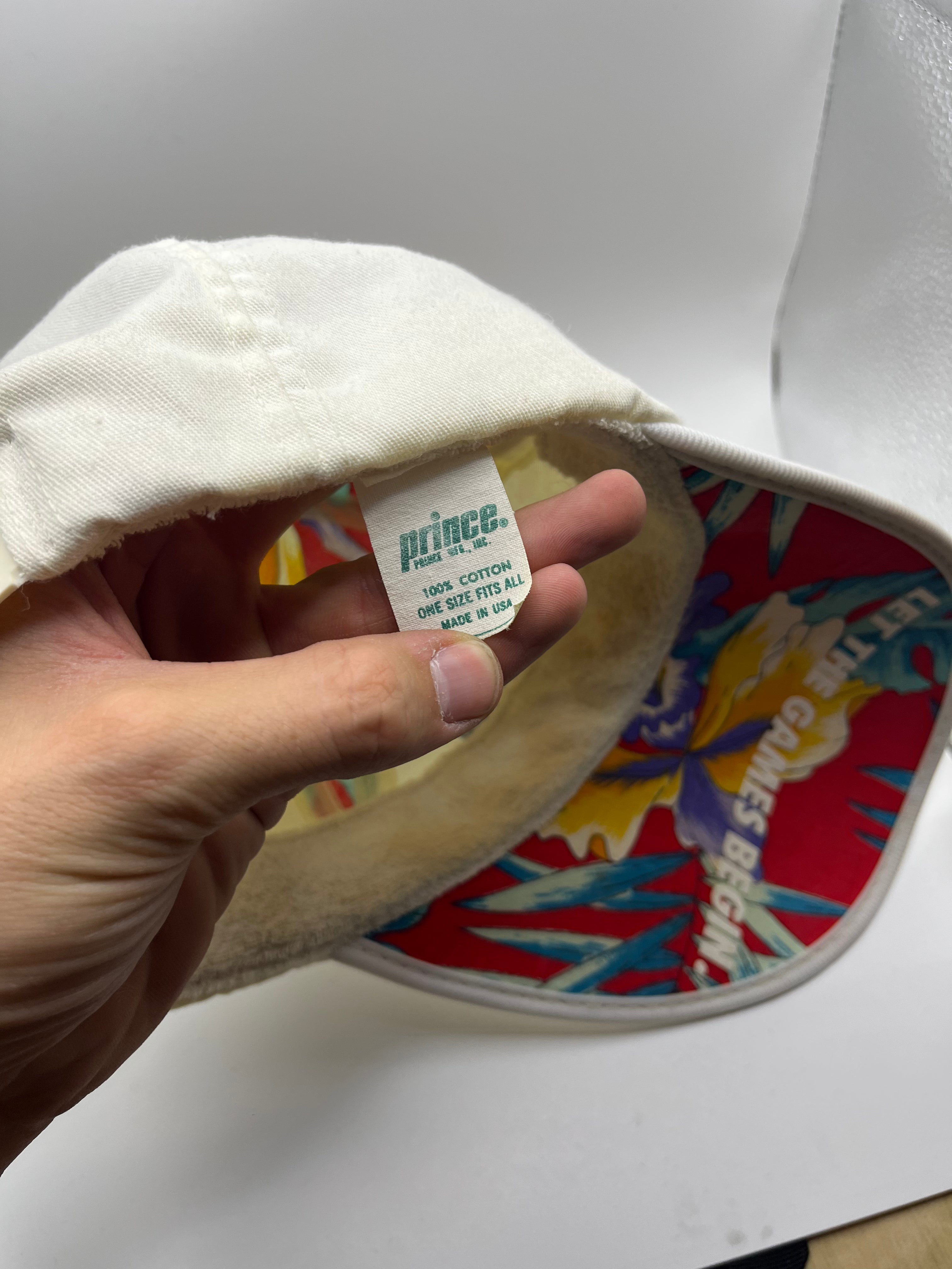 Vintage Prince Floral Longbill Tennis Sun Hat Let the Games Begin 90's