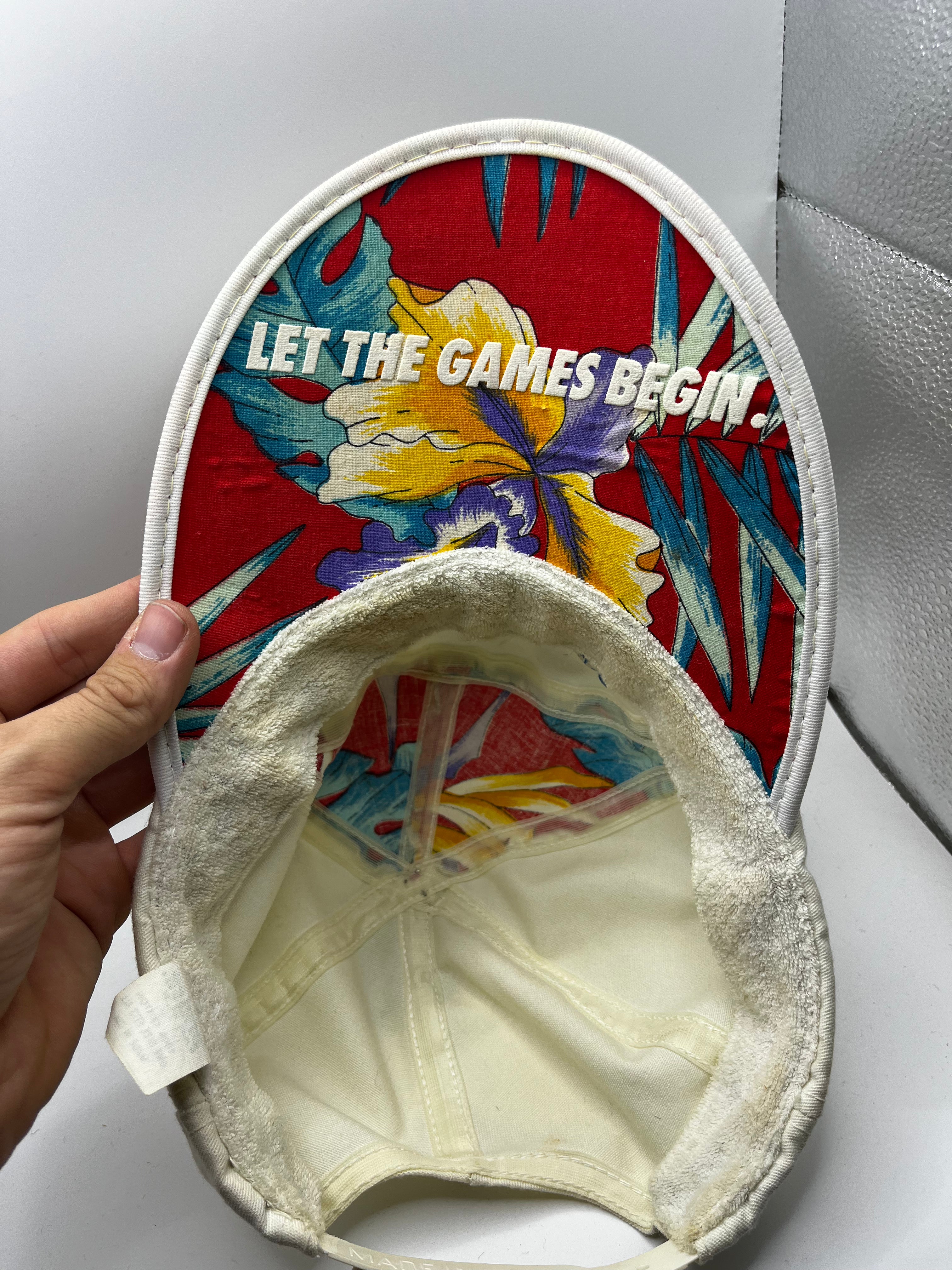 Vintage Prince Floral Longbill Tennis Sun Hat Let the Games Begin 90's