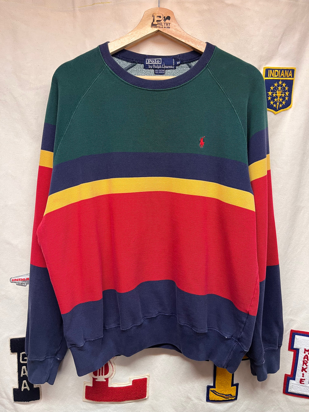 Vintage Polo Ralph Lauren 90's Striped Crewneck Sweatshirt: Medium