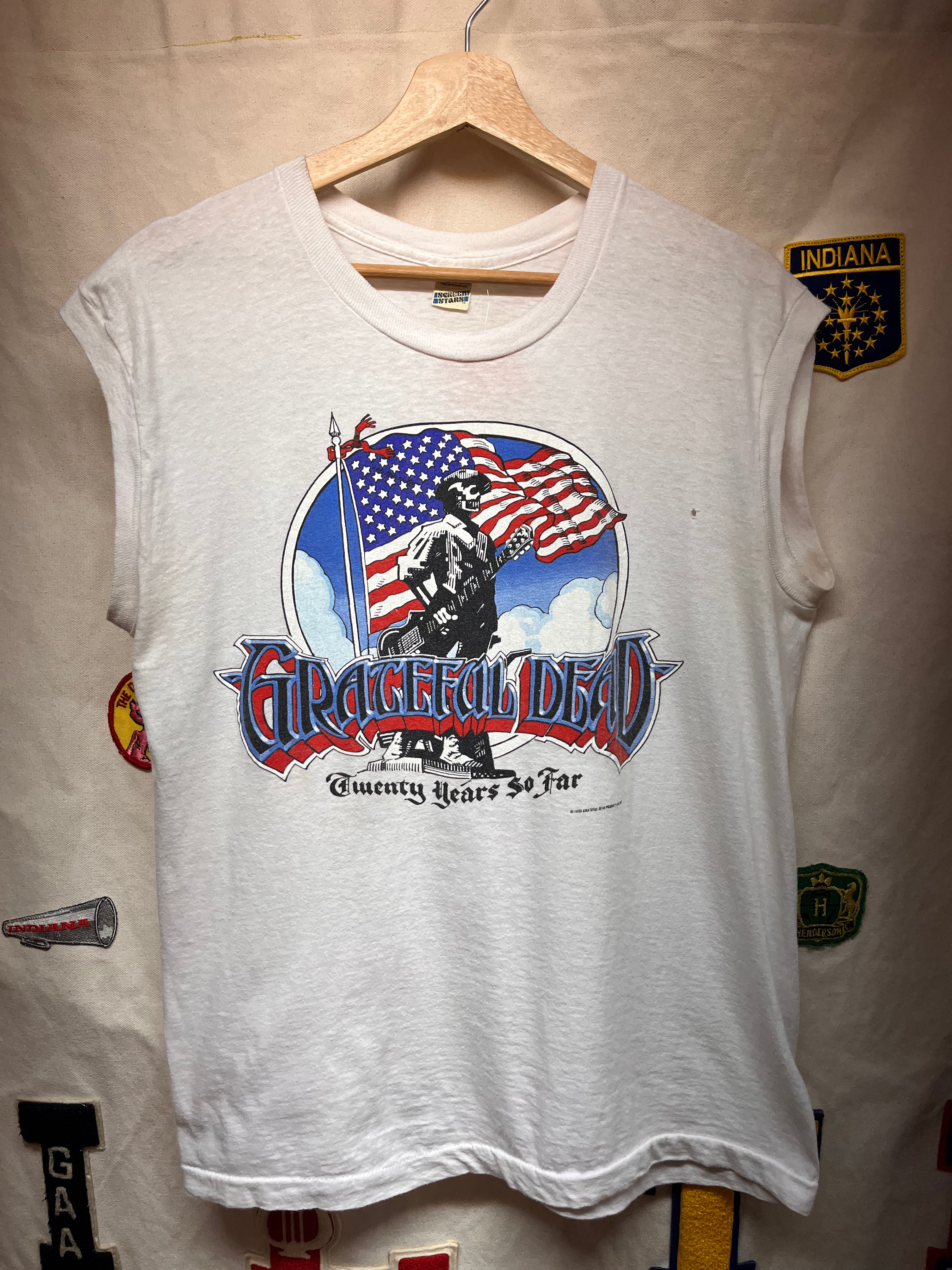 Vintage Grateful Dead Twenty Years So Far American Flag 1985 White Tank Top T-Shirt: XL