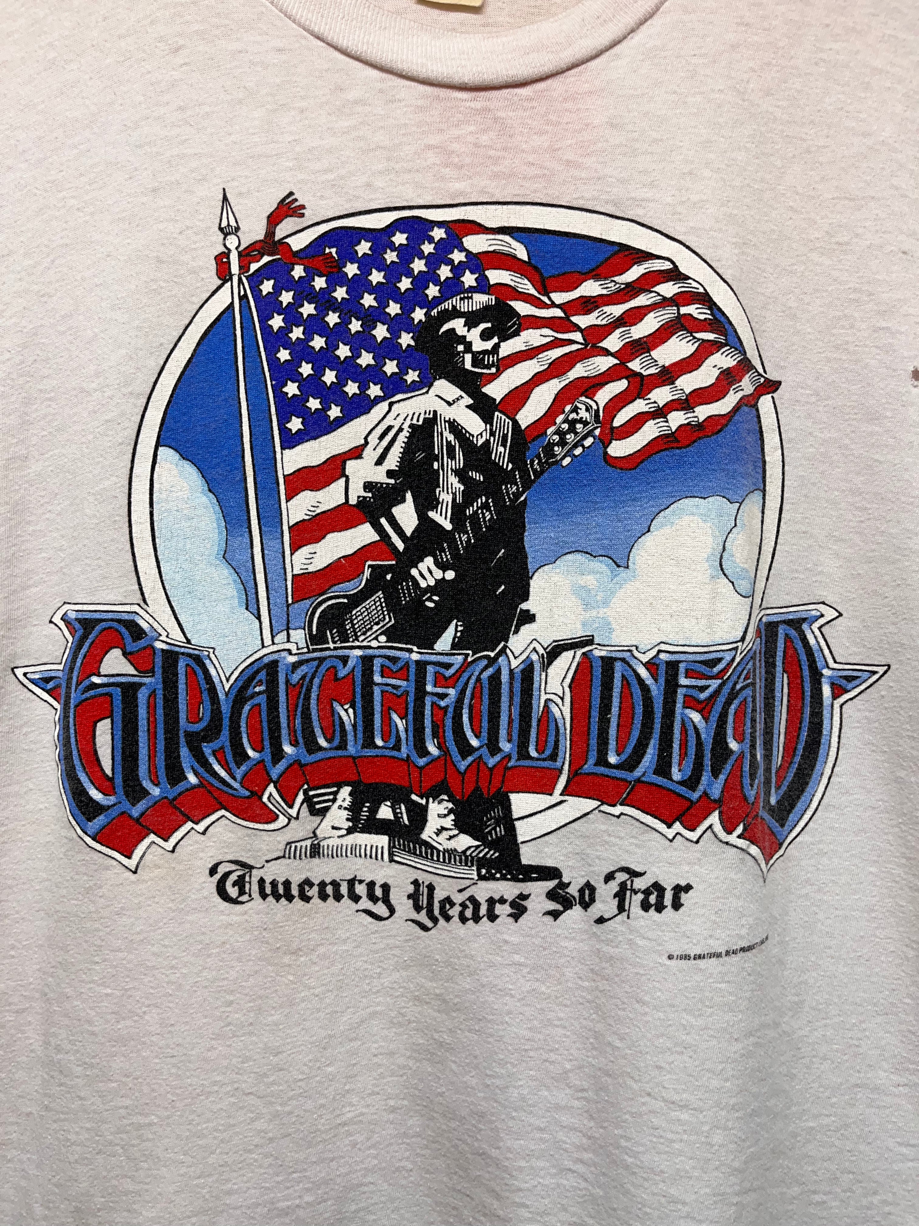 Vintage Grateful Dead Twenty Years So Far American Flag 1985 White Tank Top T-Shirt: XL