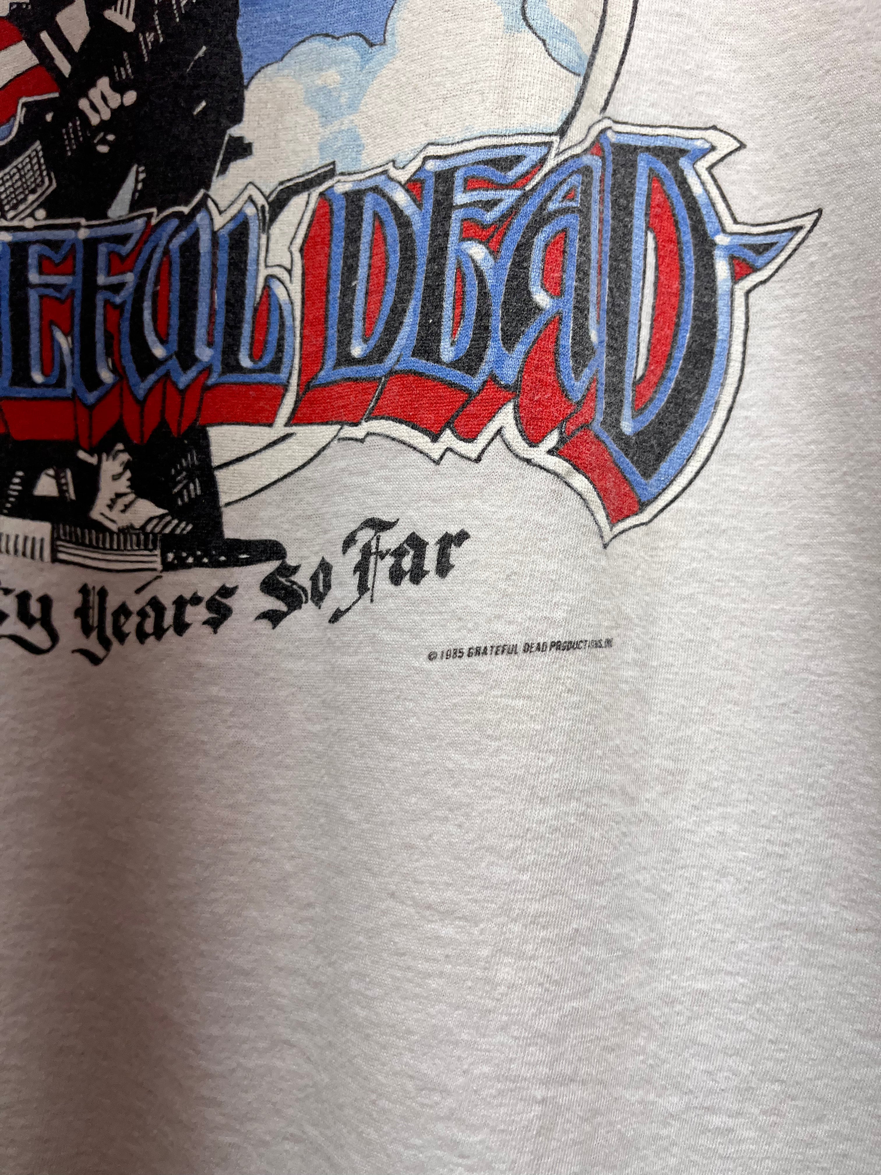 Vintage Grateful Dead Twenty Years So Far American Flag 1985 White Tank Top T-Shirt: XL