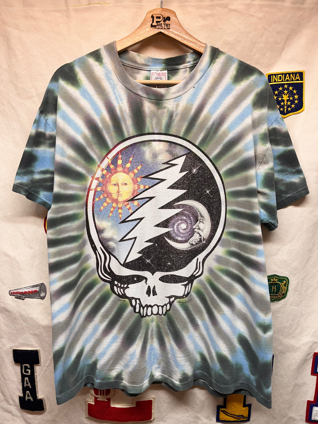 Vintage Grateful Dead Tie-Dye Moon Sun Skull 1994 Summer Tour T-Shirt: Large