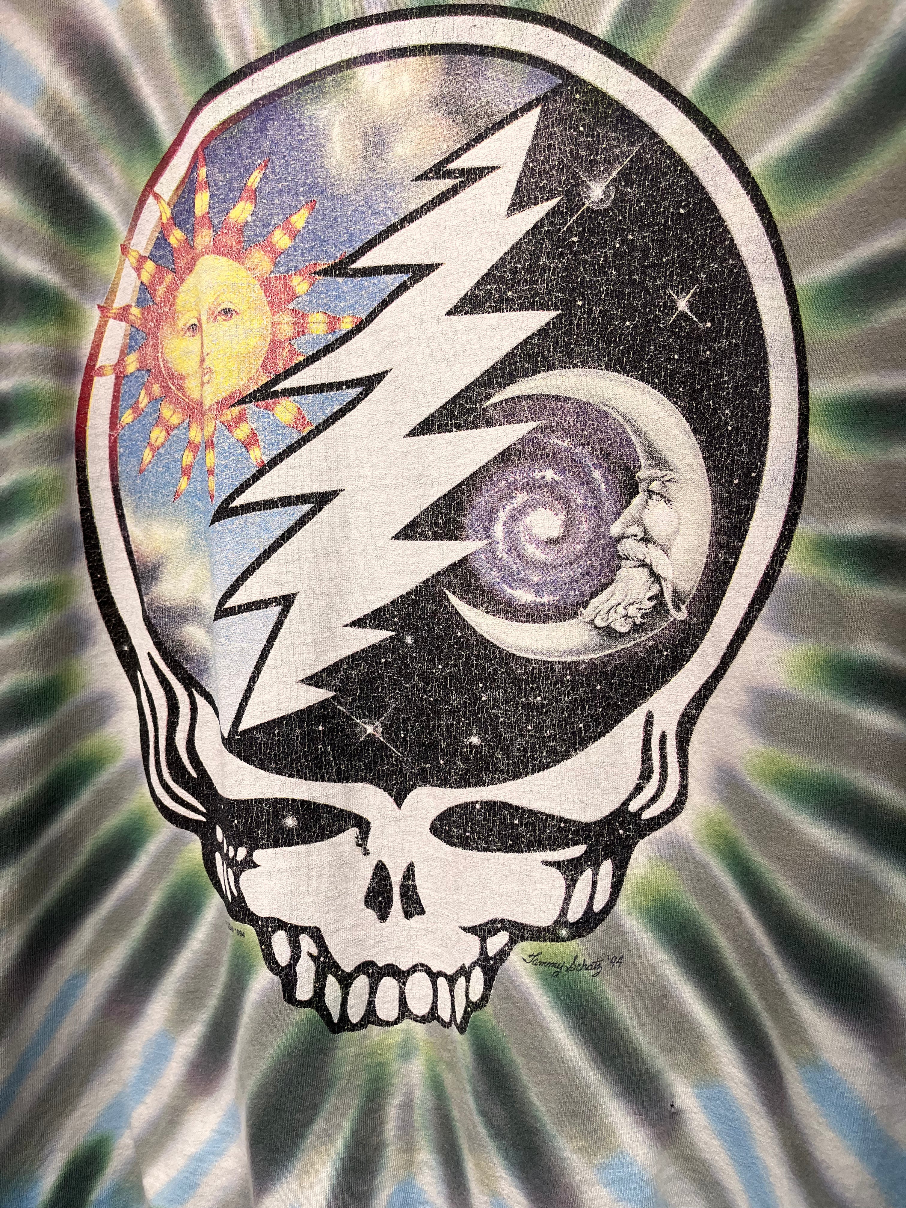 Vintage Grateful Dead Tie-Dye Moon Sun Skull 1994 Summer Tour T-Shirt: Large