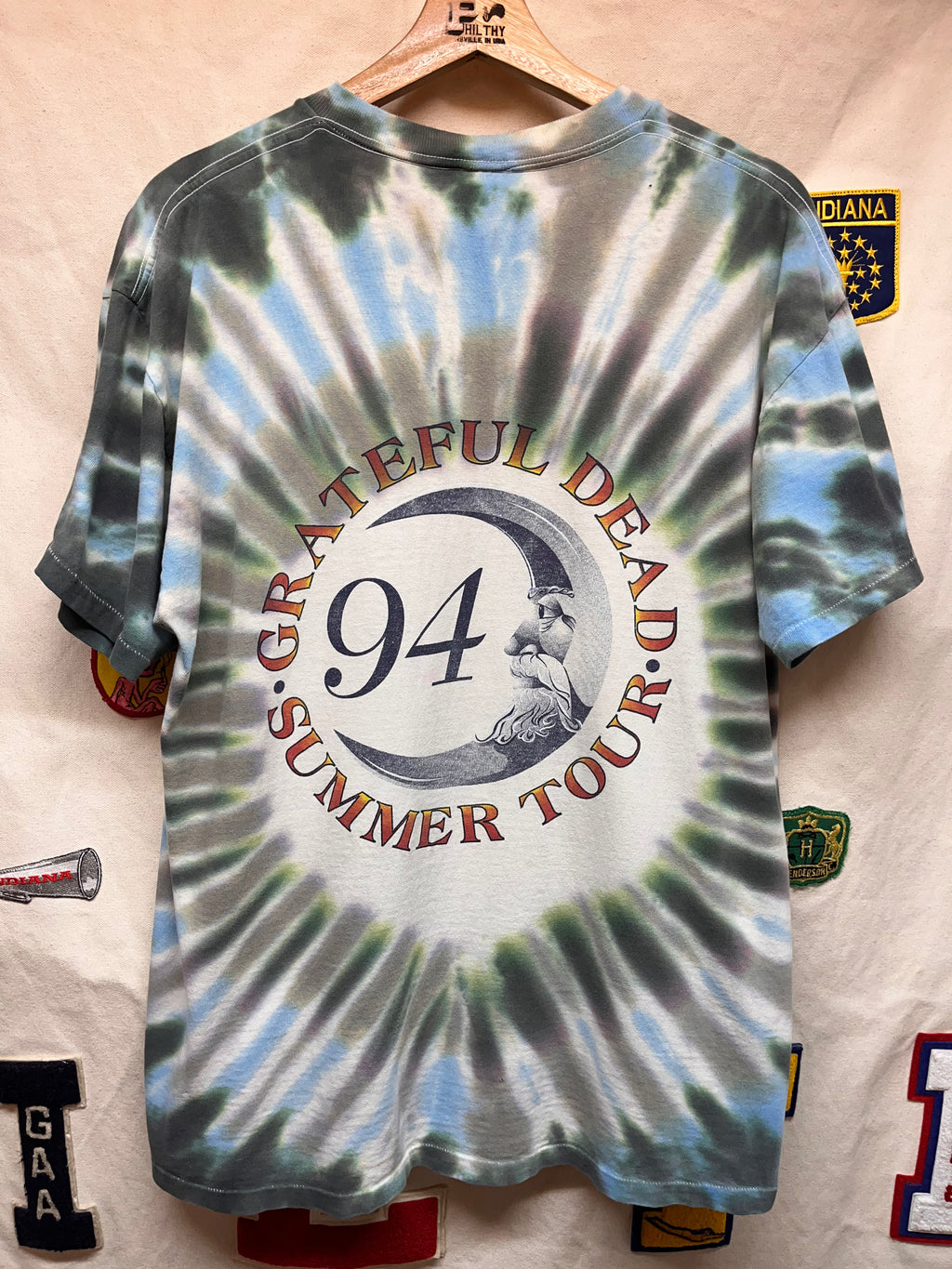 Vintage Grateful Dead Tie-Dye Moon Sun Skull 1994 Summer Tour T-Shirt: Large