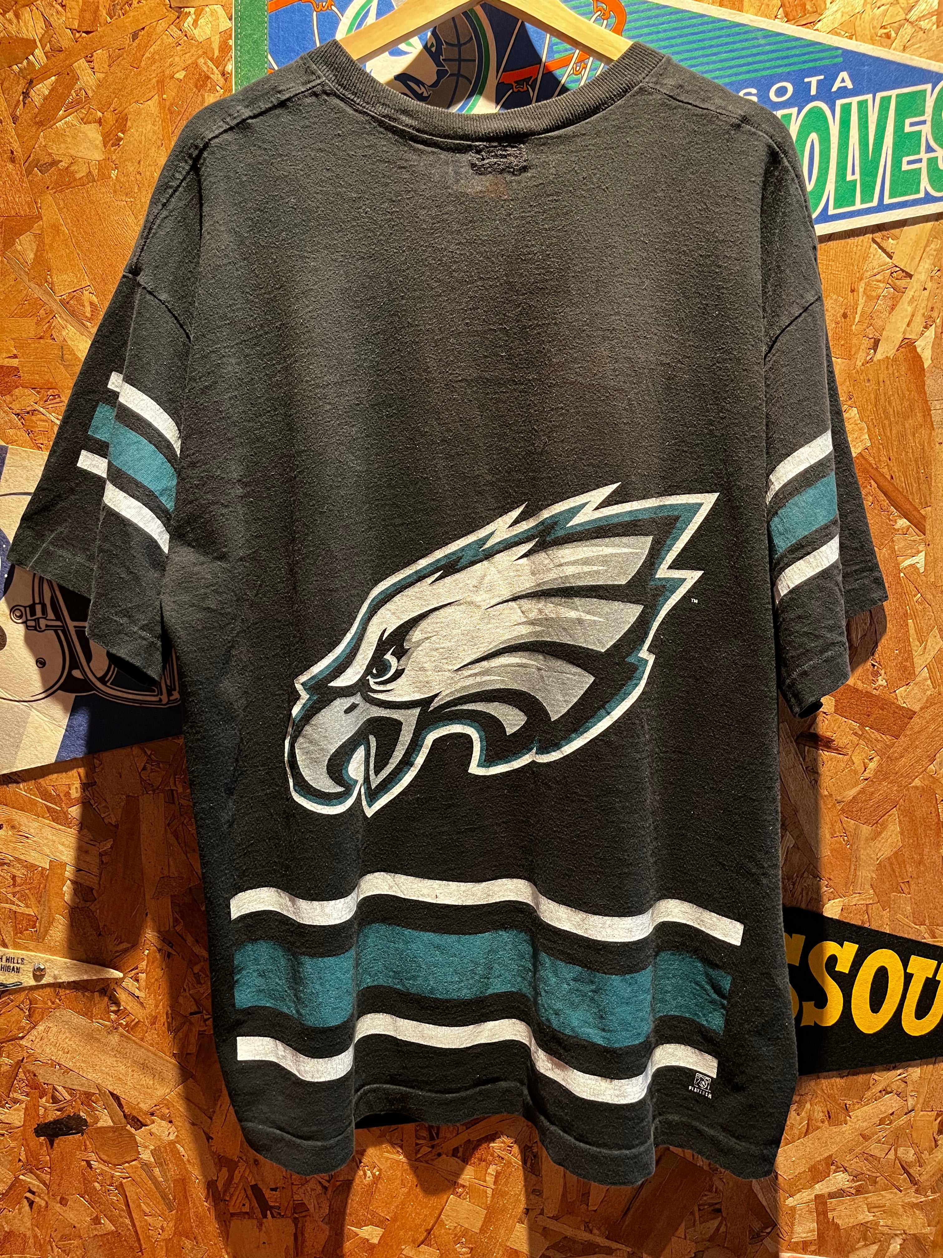 Vintage Philadelphia Eagles NFL Pro Player 1996 All Over Print Black T-Shirt: XXL