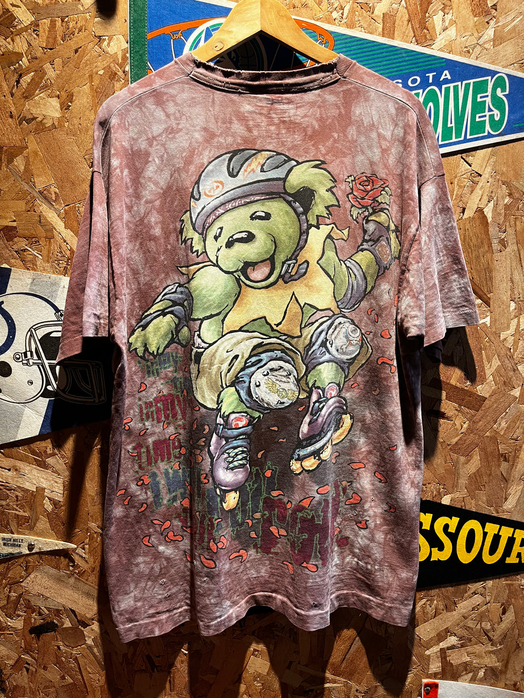 Vintage Grateful Dead Tie Dye Purple Roller Blade Liquid Blue T-Shirt: XL