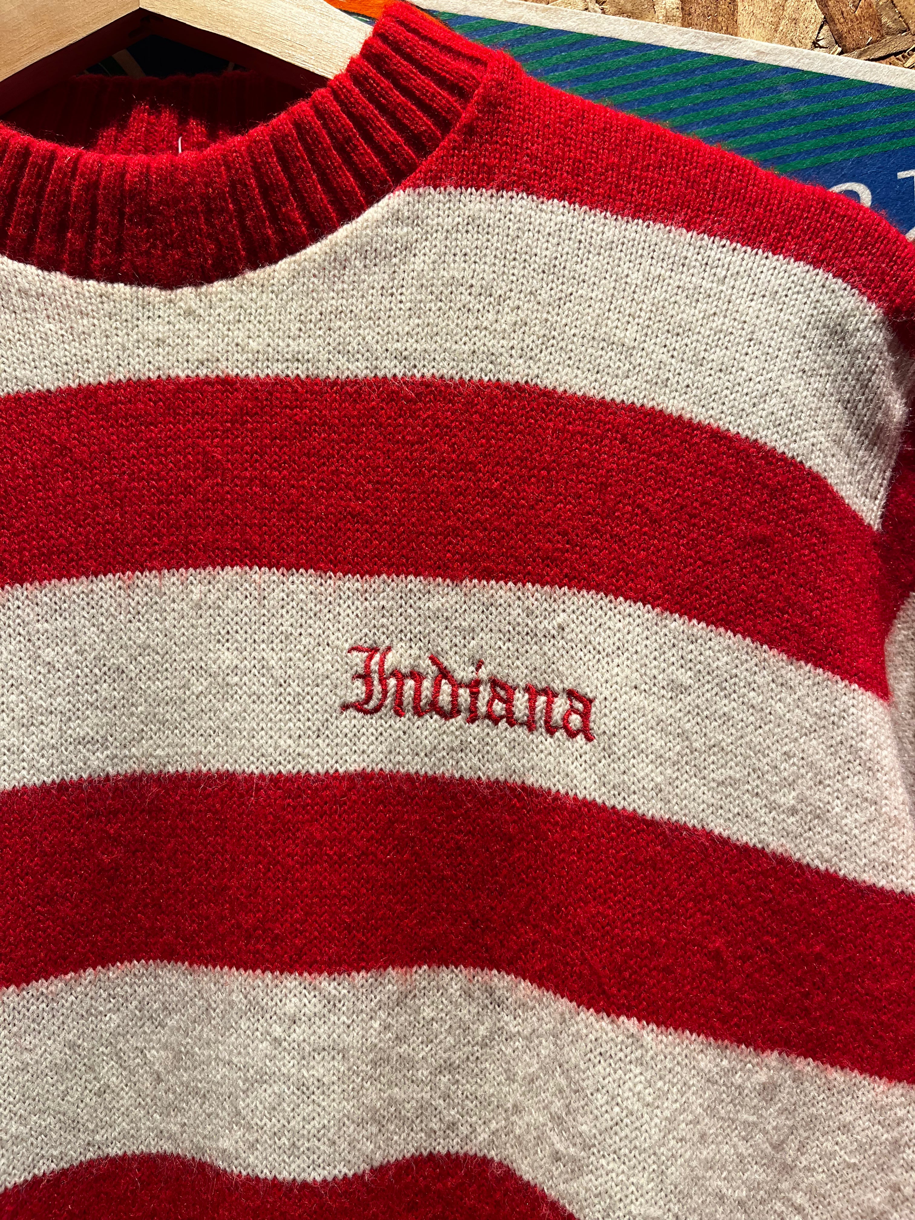Vintage Indiana University Hoosiers 70's Logo 7 IU Candy Stripe Knit Sweater: Medium