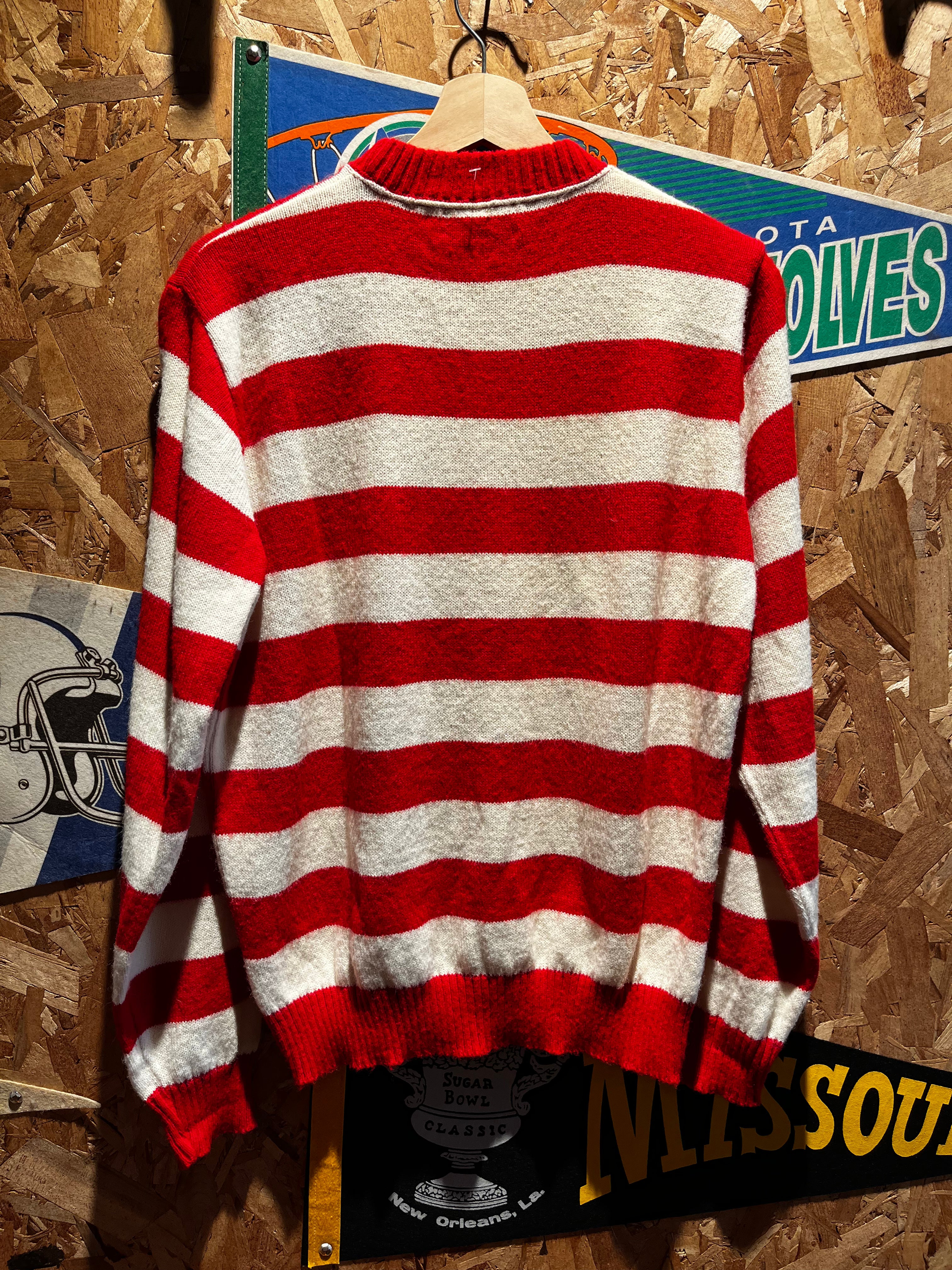 Vintage Indiana University Hoosiers 70's Logo 7 IU Candy Stripe Knit Sweater: Medium