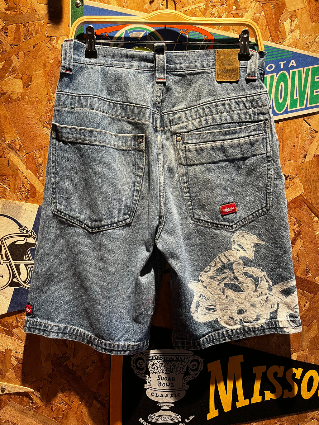 Vintage JNCO Jeans Denim Shorts BMX Dirt Bike Y2K Jorts: 32"