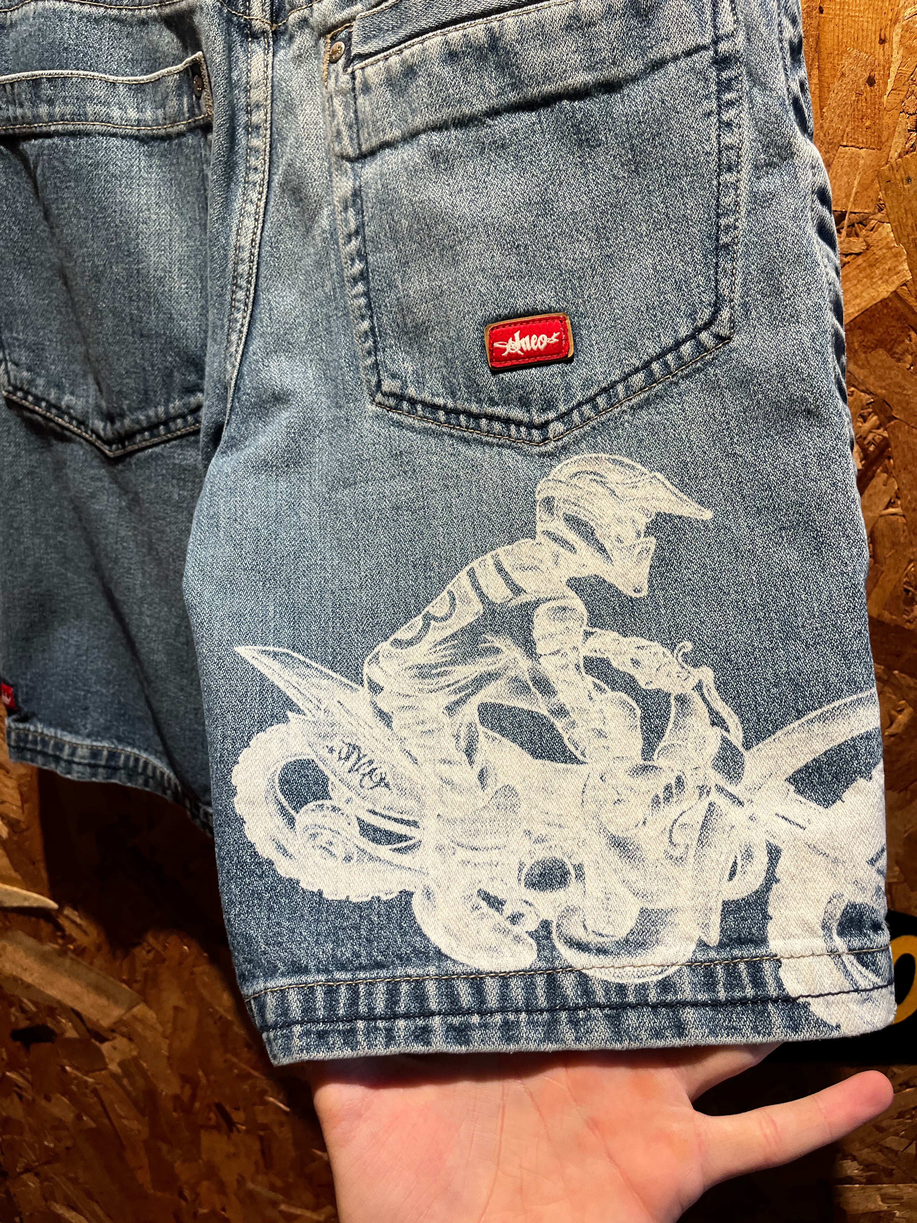 Vintage JNCO Jeans Denim Shorts BMX Dirt Bike Y2K Jorts: 32"