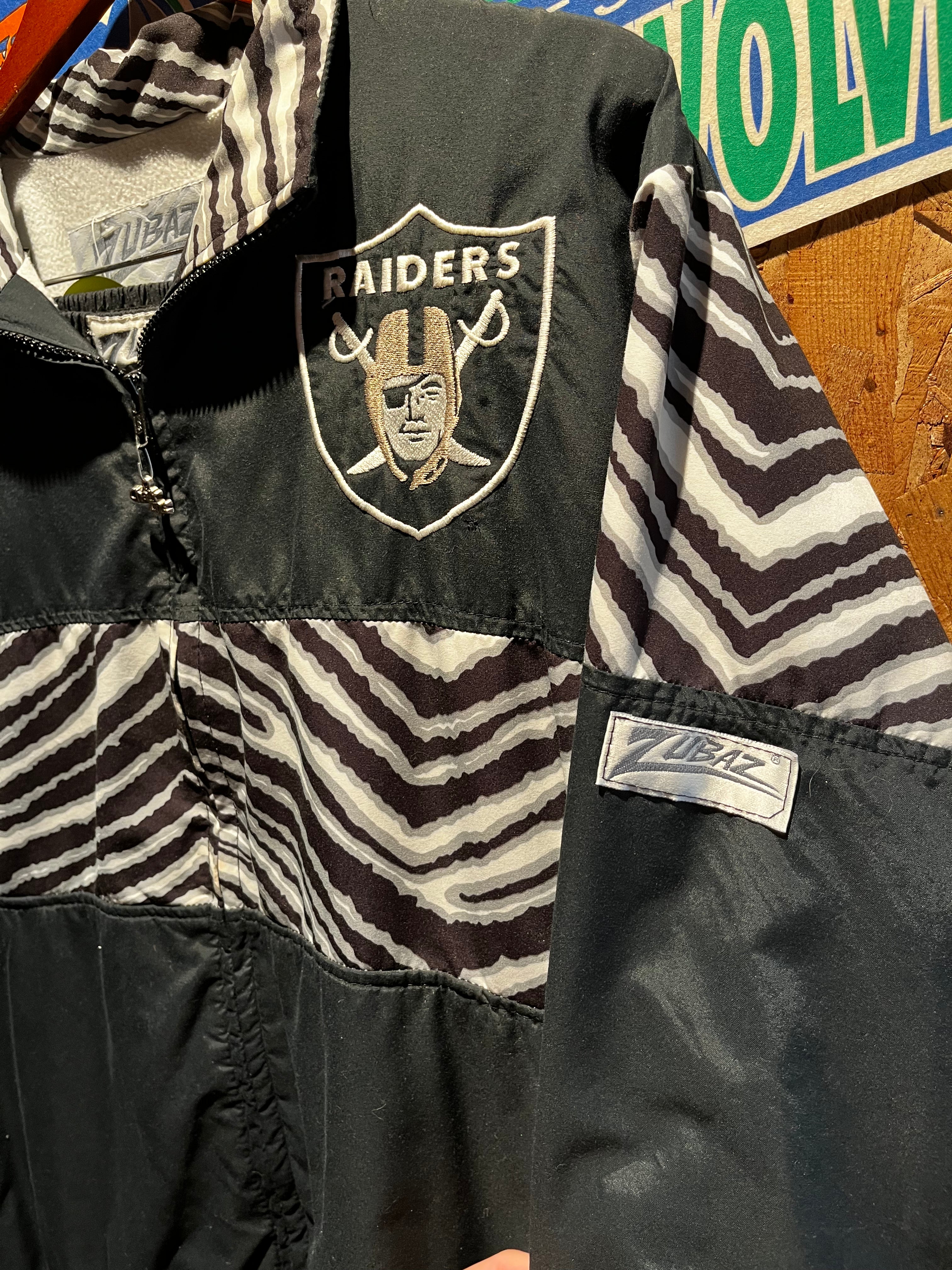 Vintage Zubaz Chalk Line Raiders NFL Jacket Pants Windbreaker Set 90's: Large