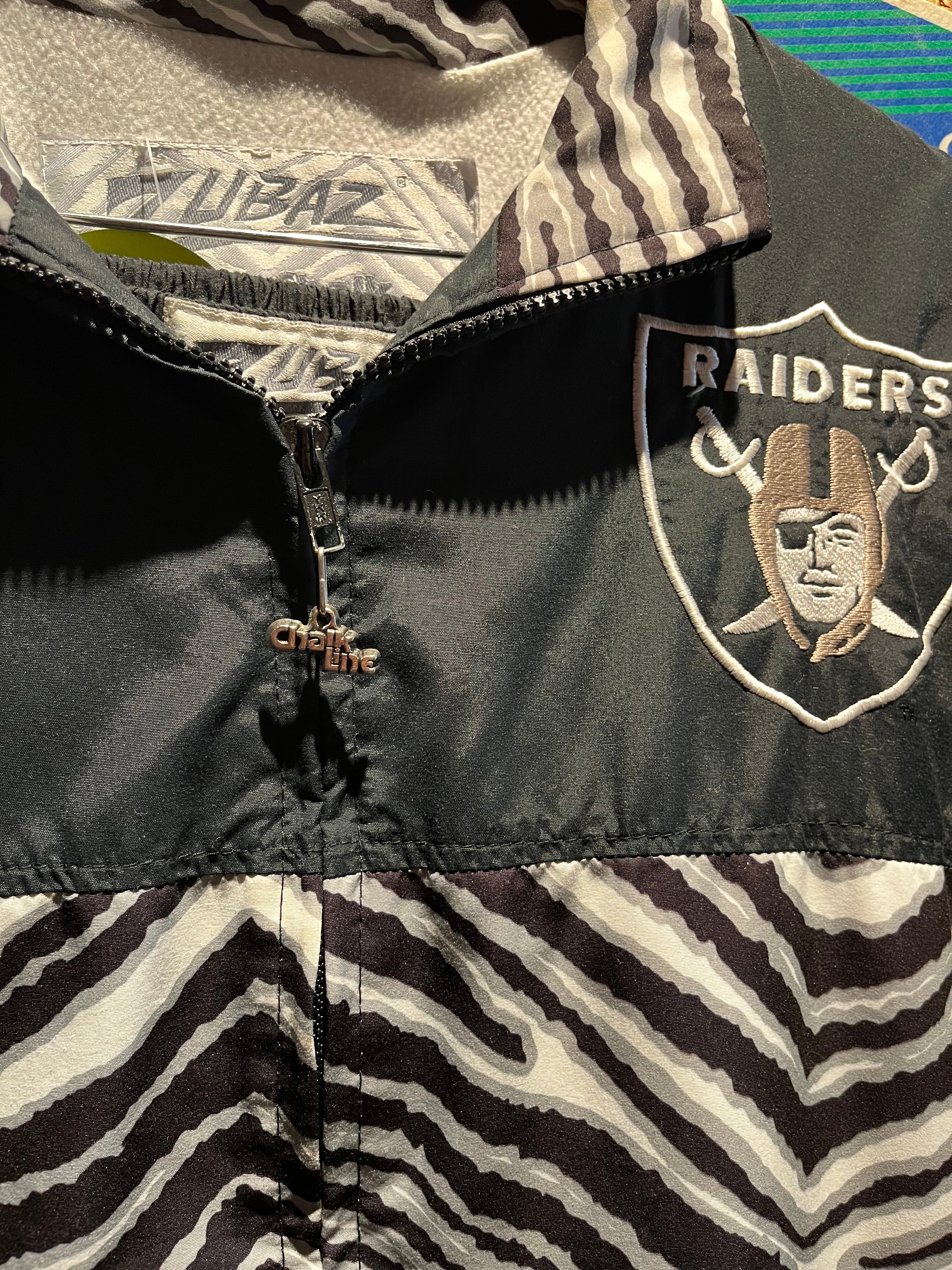 Vintage Zubaz Chalk Line Raiders NFL Jacket Pants Windbreaker Set 90's: Large