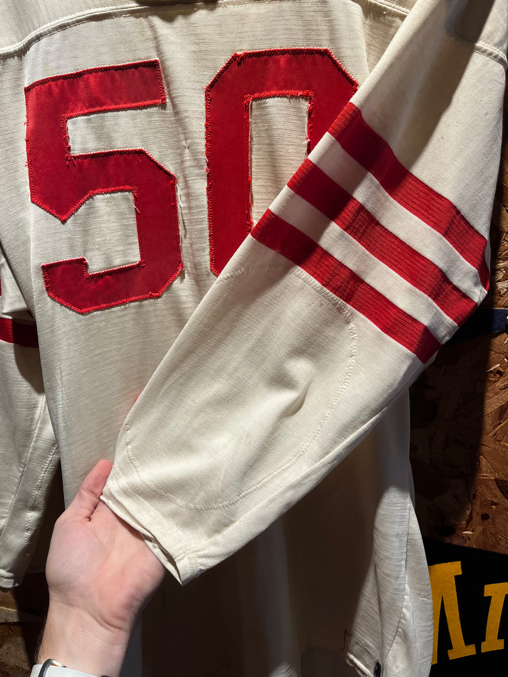 True Vintage 50's 60's American Highschool Durene Football Jersey Red White 50: Large