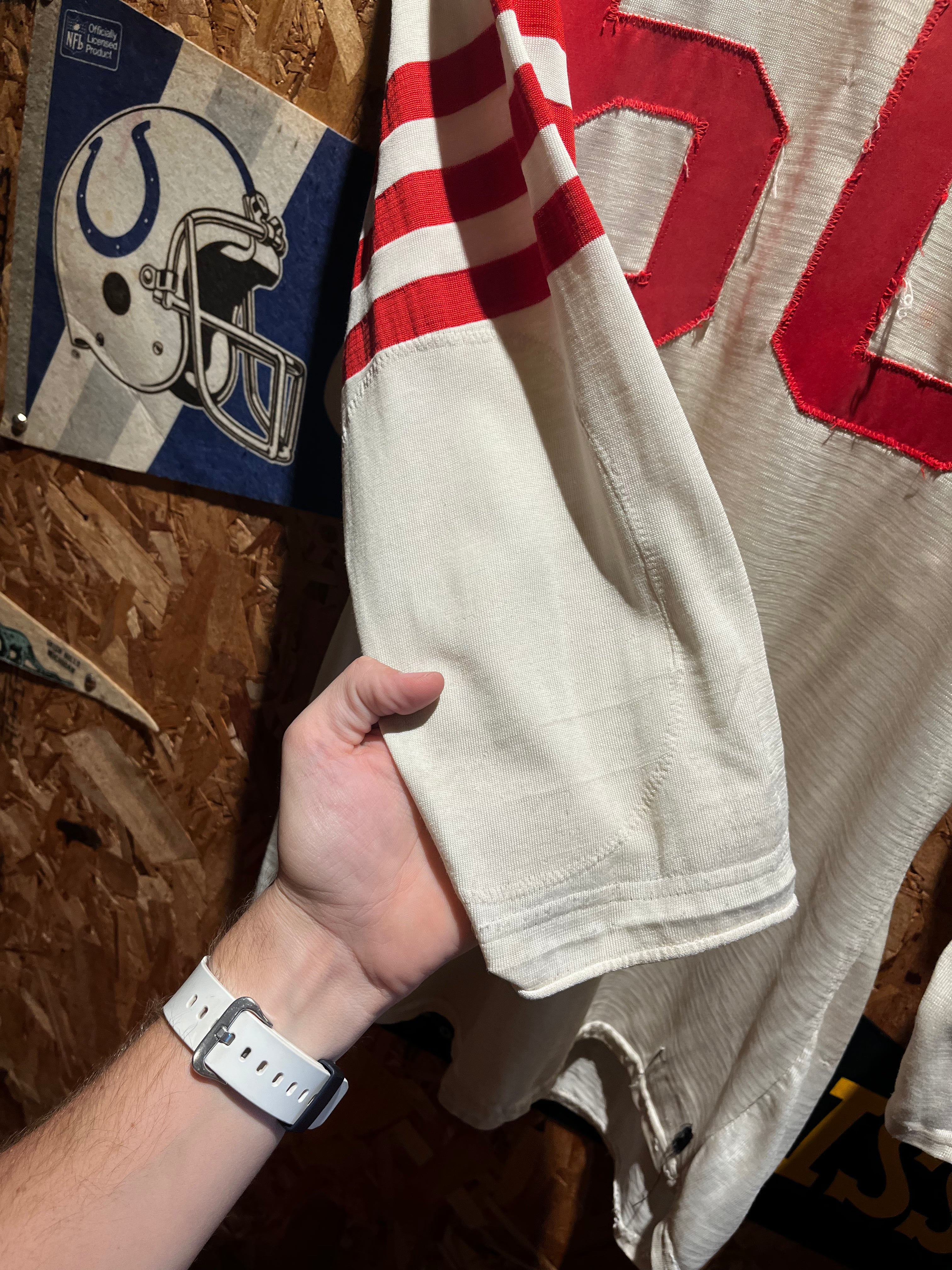 True Vintage 50's 60's American Highschool Durene Football Jersey Red White 50: Large