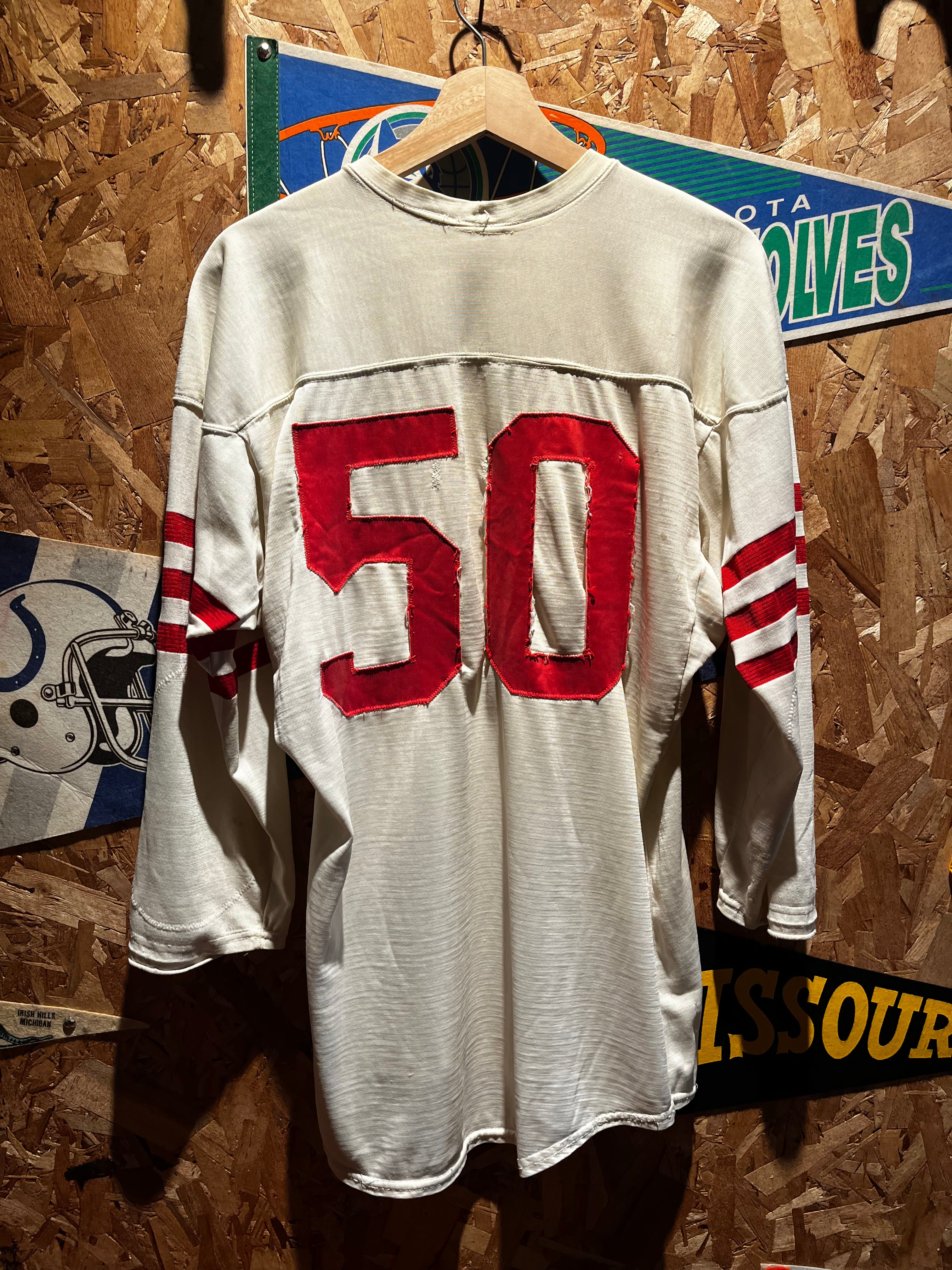 True Vintage 50's 60's American Highschool Durene Football Jersey Red White 50: Large