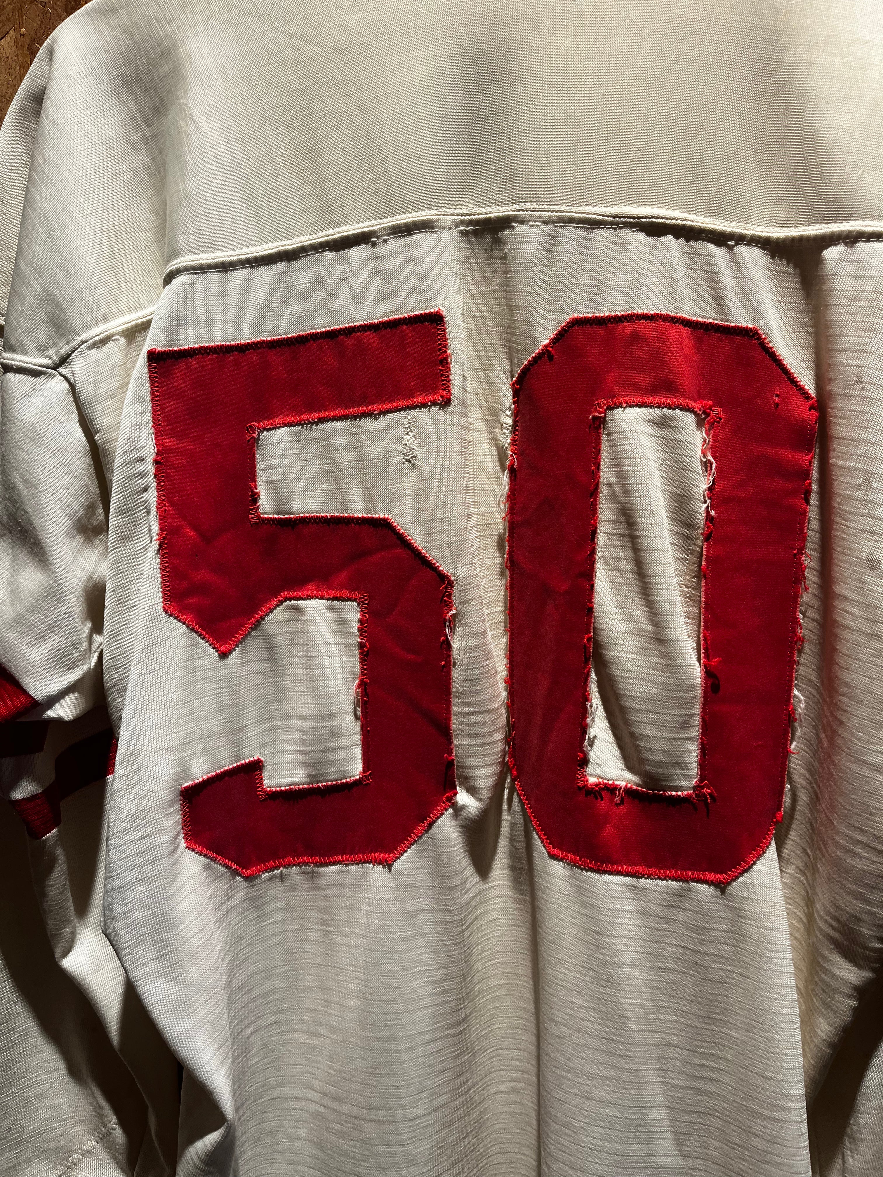 True Vintage 50's 60's American Highschool Durene Football Jersey Red White 50: Large